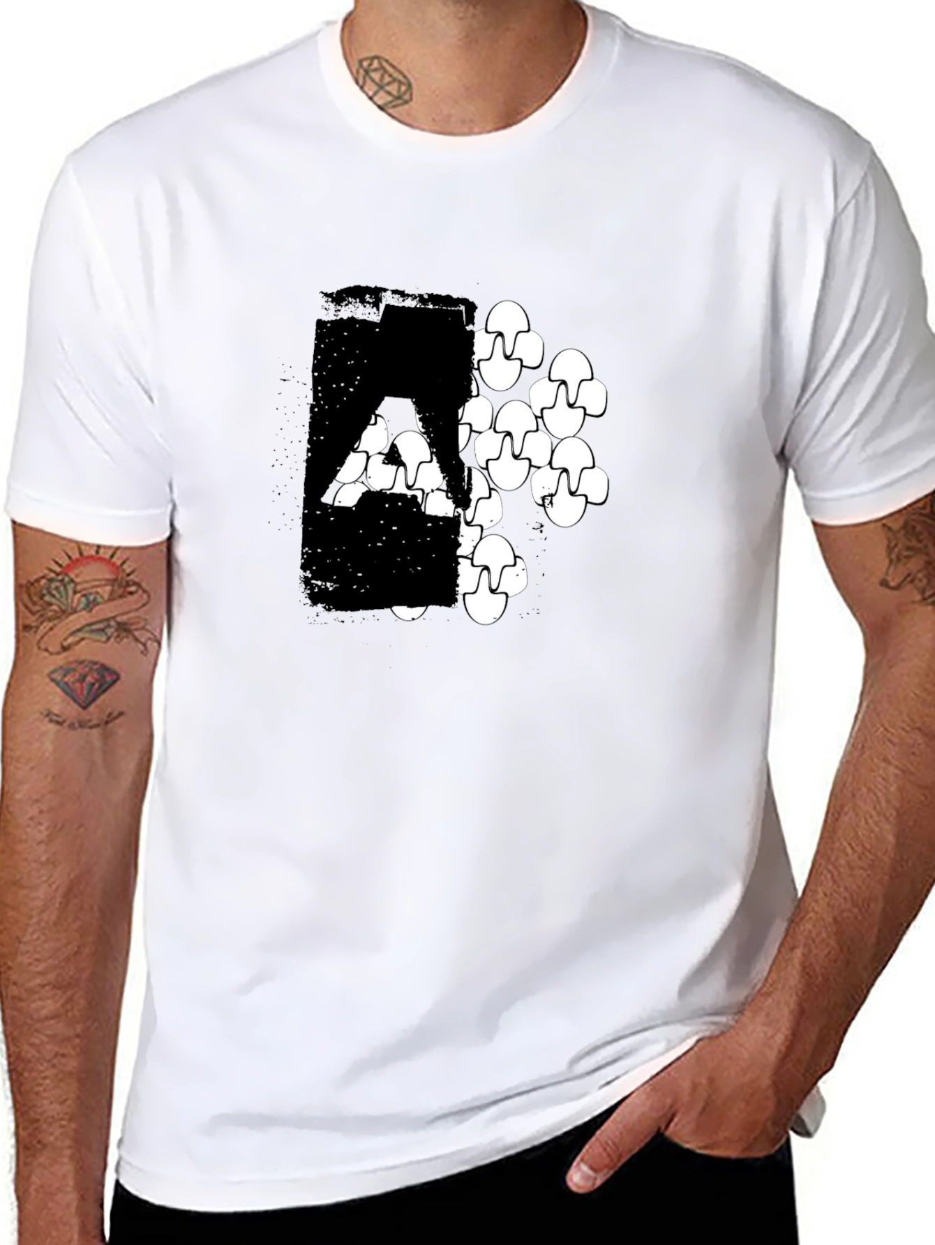 Modern Graphic Print Black T-Shirt