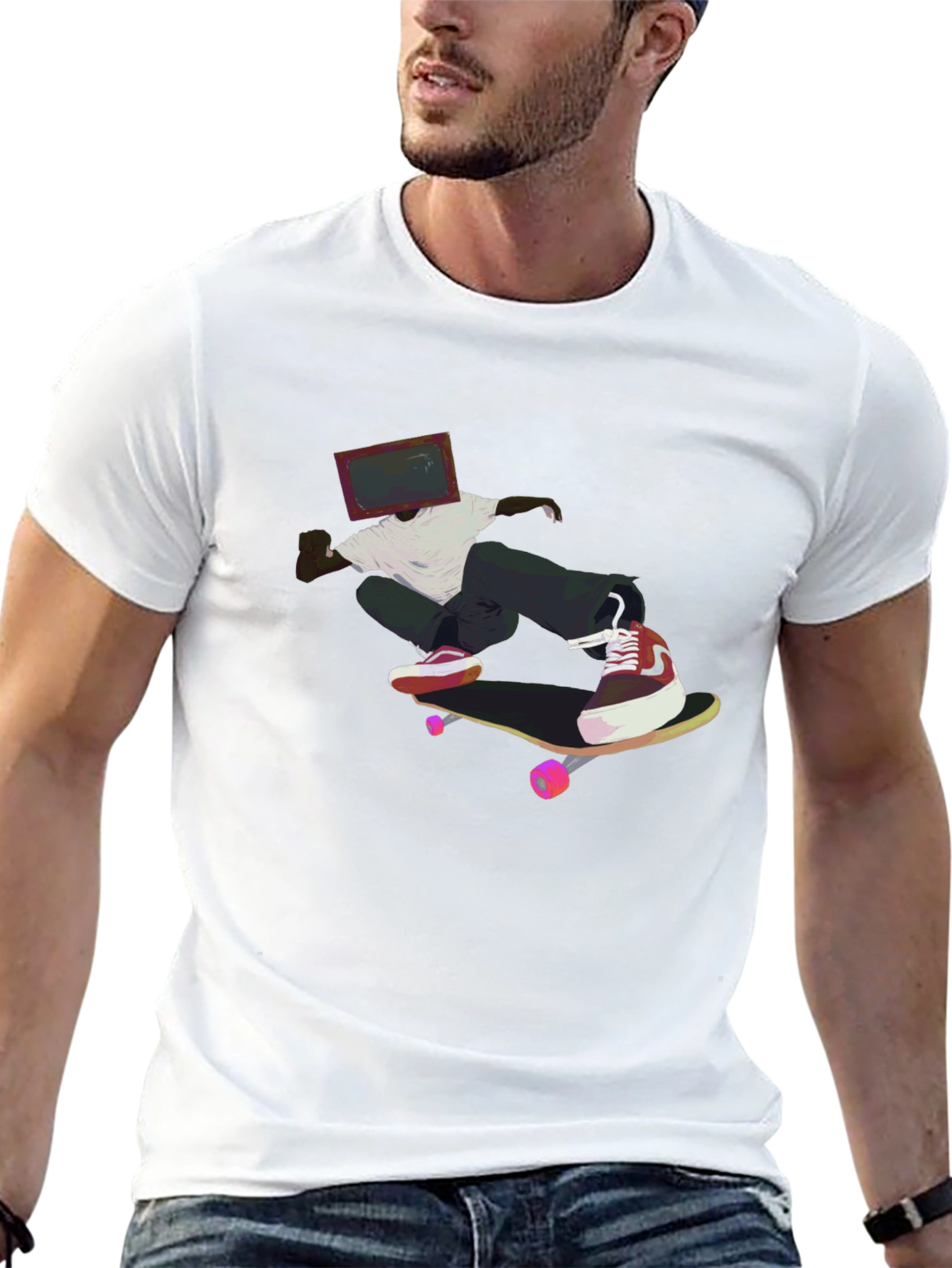 Skateboarding TV Head Graphic Black T-Shirt