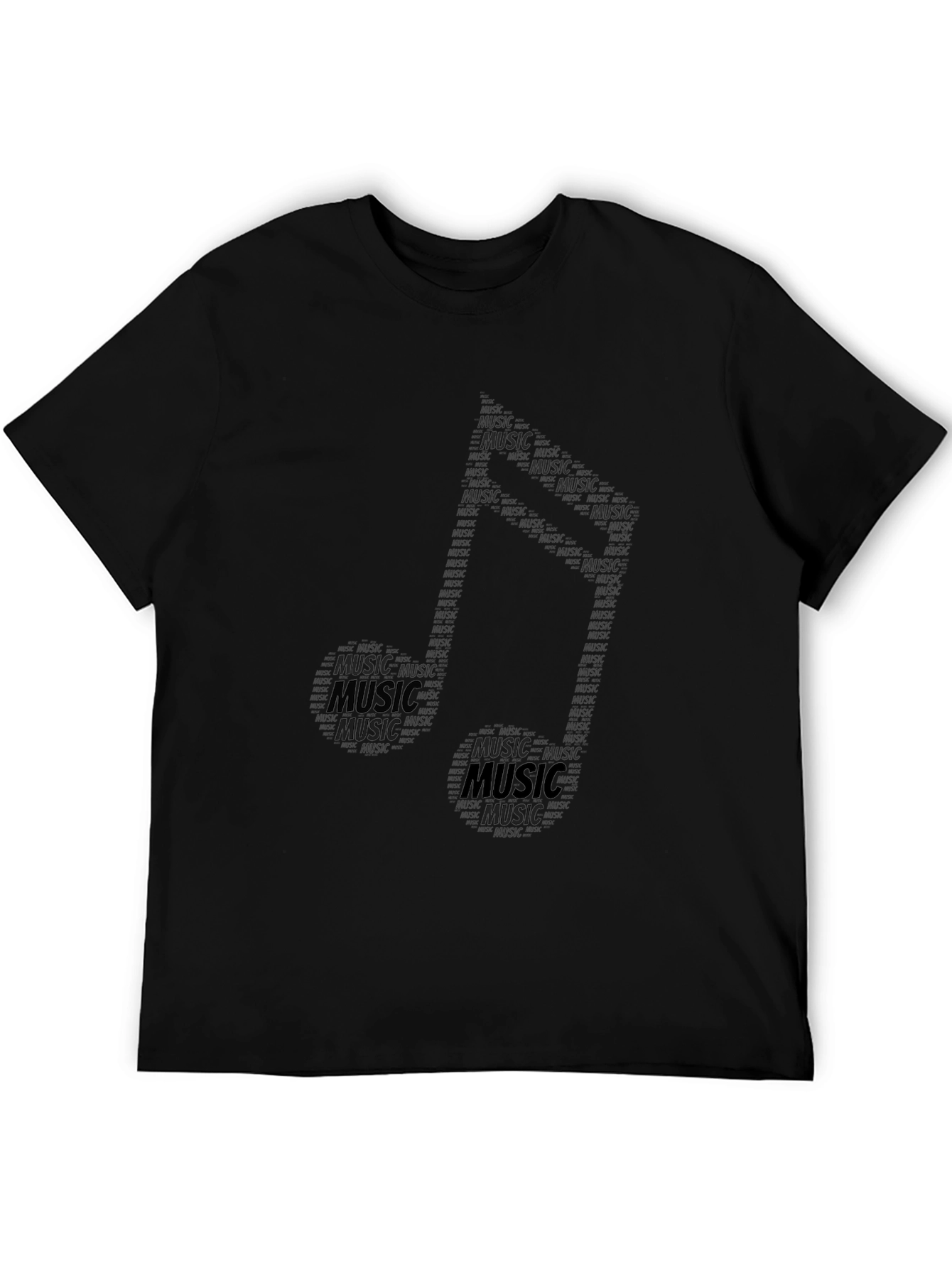 Music Note Word Art Graphic Tee - Black