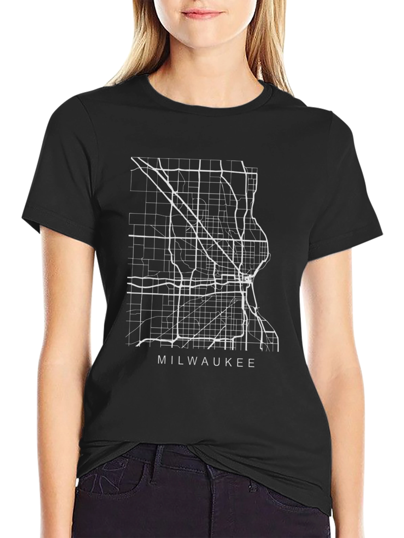 Milwaukee Map Graphic T-Shirt - City Streets Design