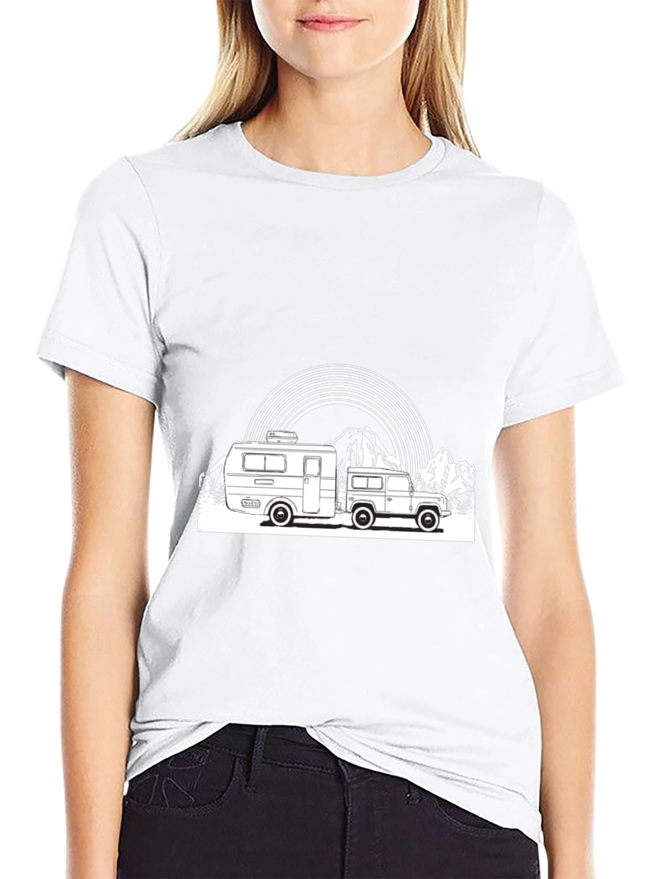 Retro Camper & Mountain Graphic T-Shirt