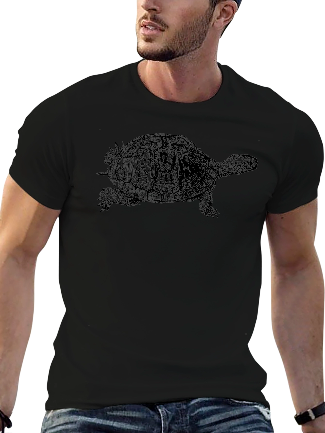 Turtle Graphic Tee - Black Comfort Fit Shirt