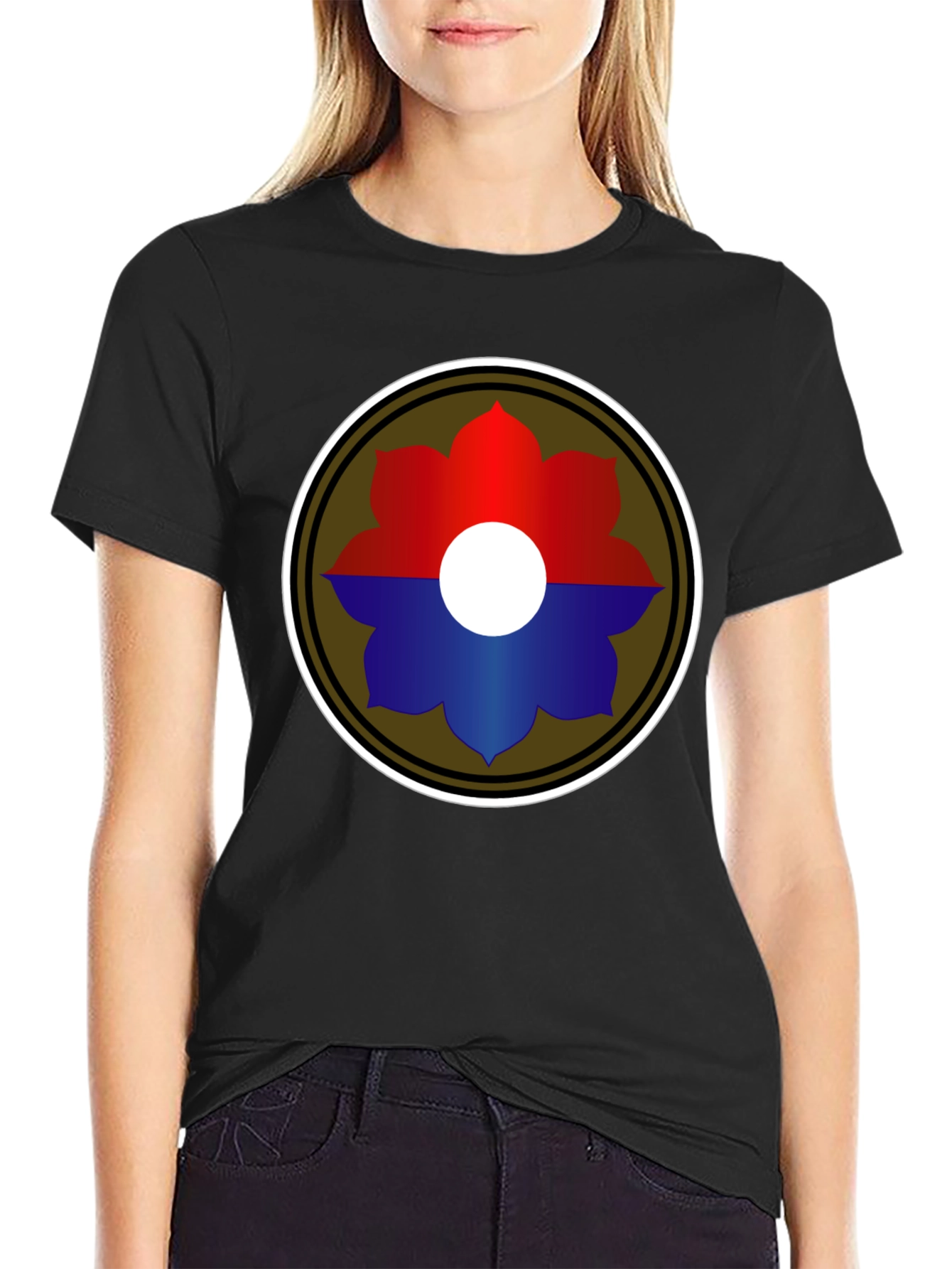 Embroidered Flower Graphic T-Shirt