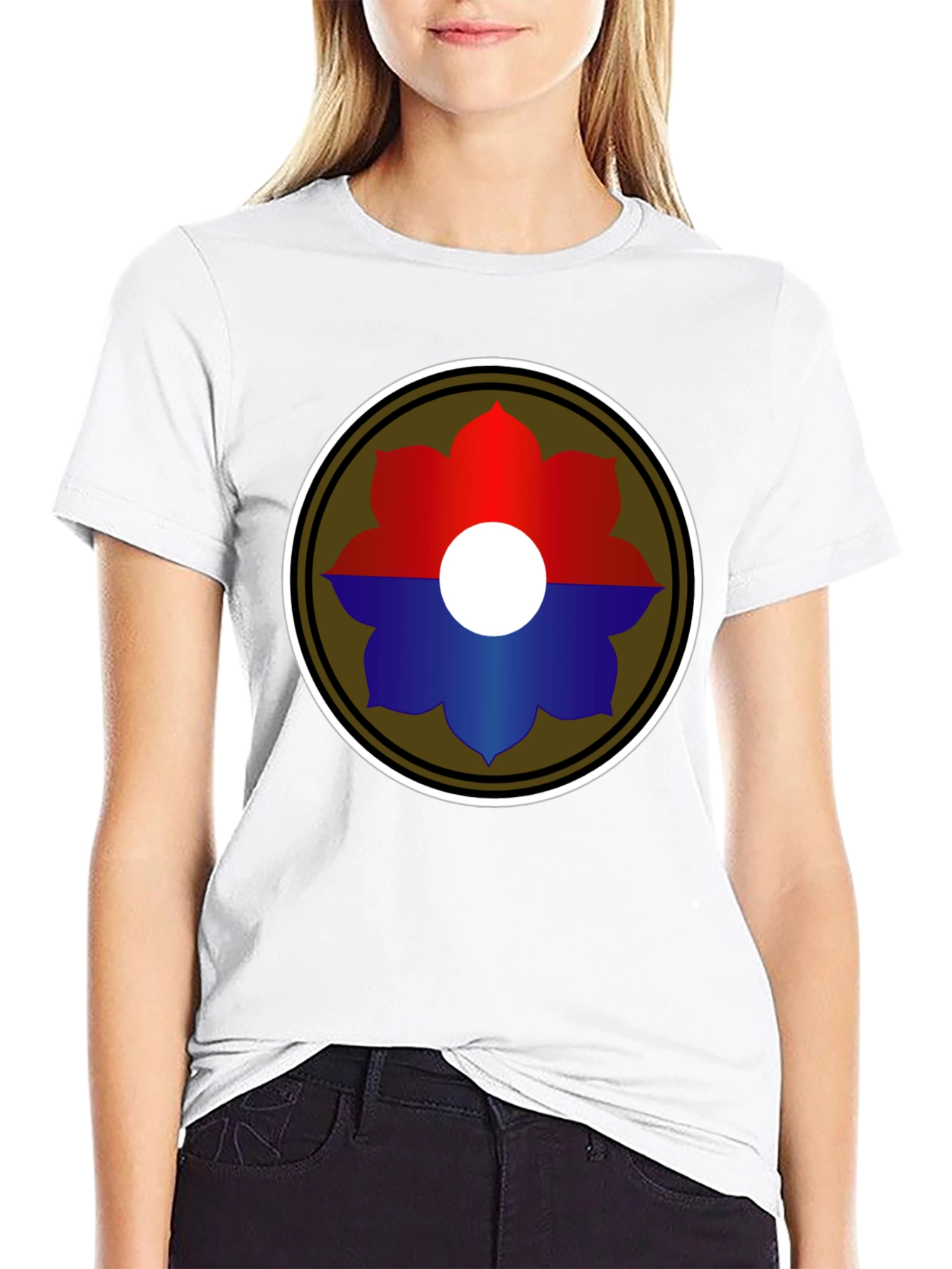 Embroidered Flower Graphic T-Shirt