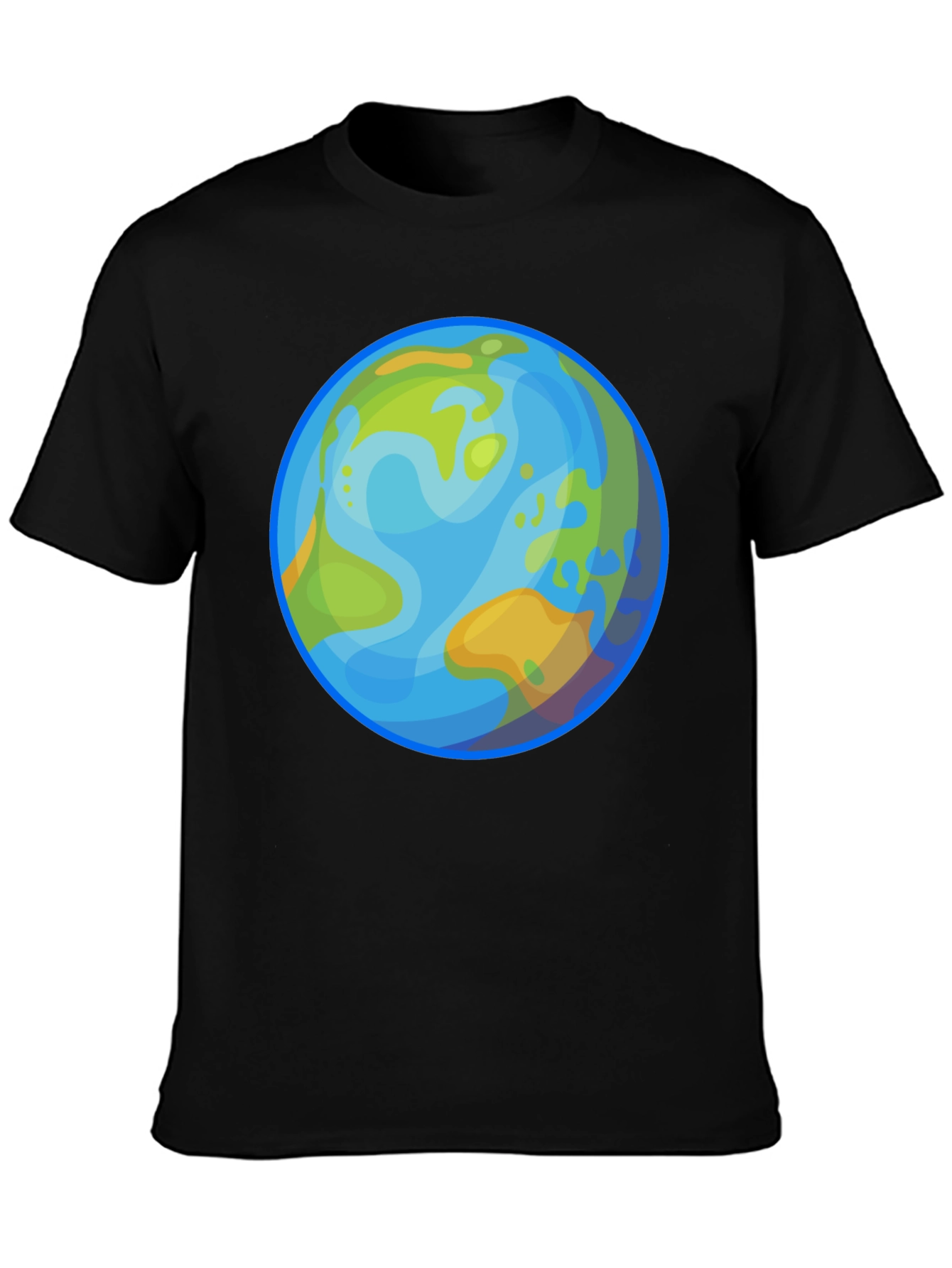Earth Cartoon Graphic Black T-Shirt