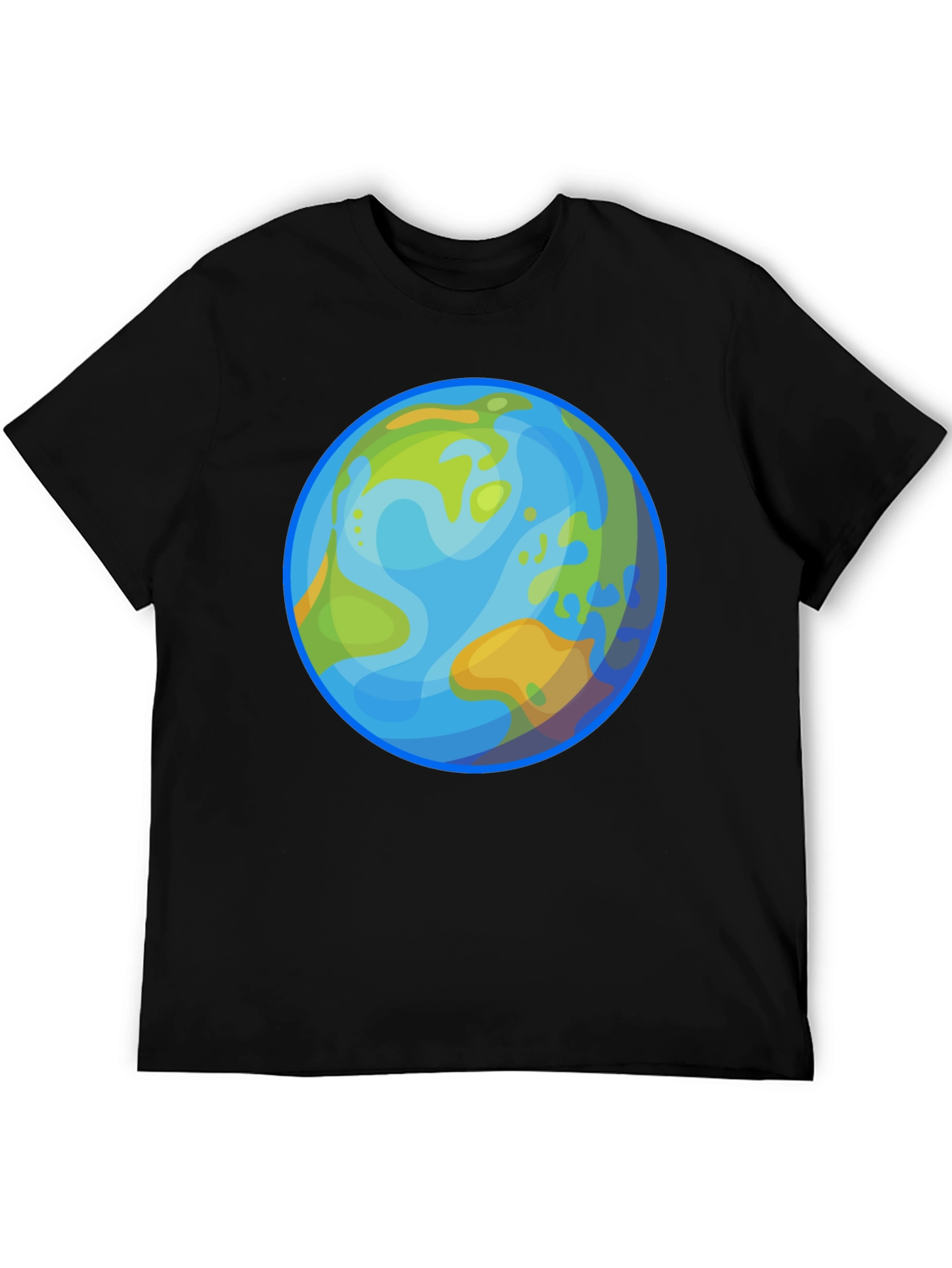 Earth Cartoon Graphic Black T-Shirt