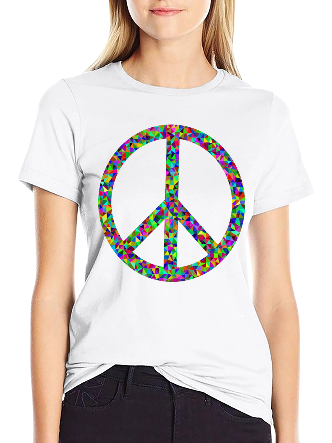 Peace Sign Graphic Tee - Black Cotton Comfort