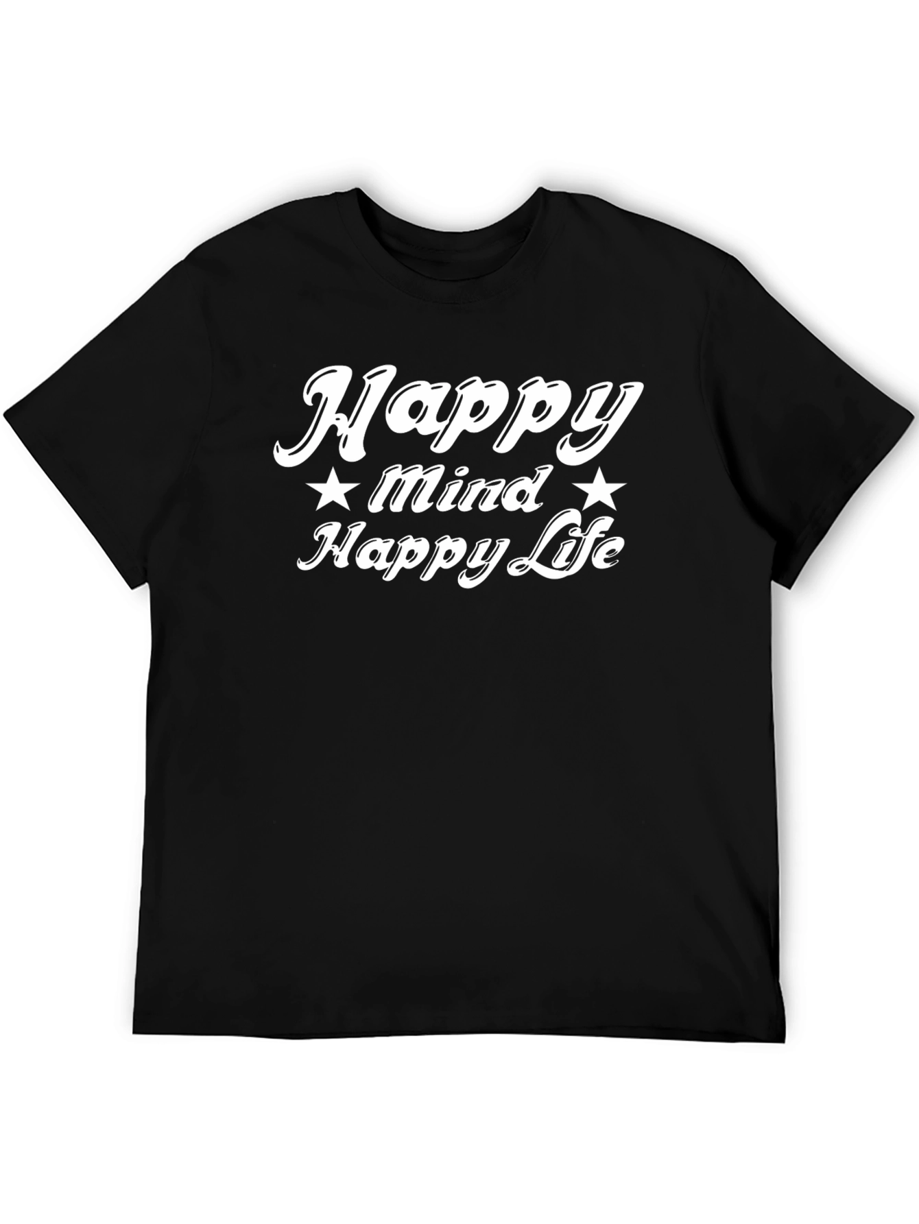 Happy Mind Happy Life Black Graphic Tee