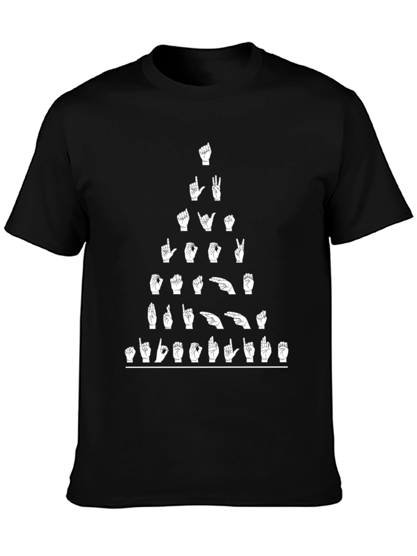 ASL Alphabet Hand Sign Language Black T-Shirt