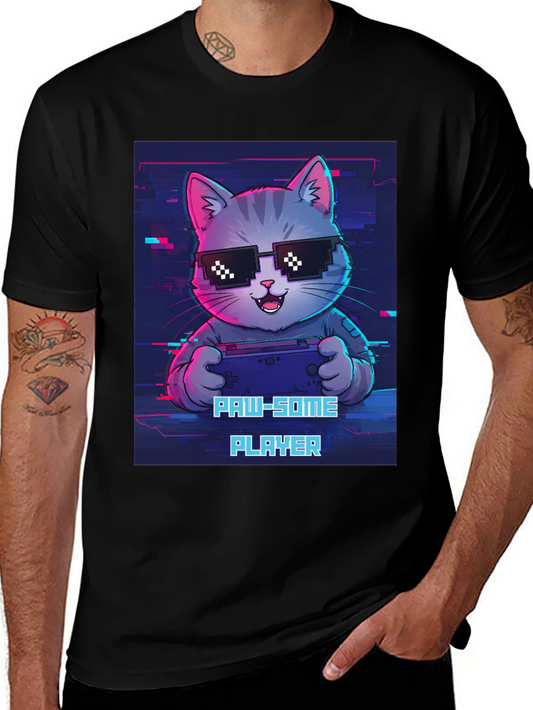 Gaming Cat Graphic Tee - Paw-some Player T-shirt