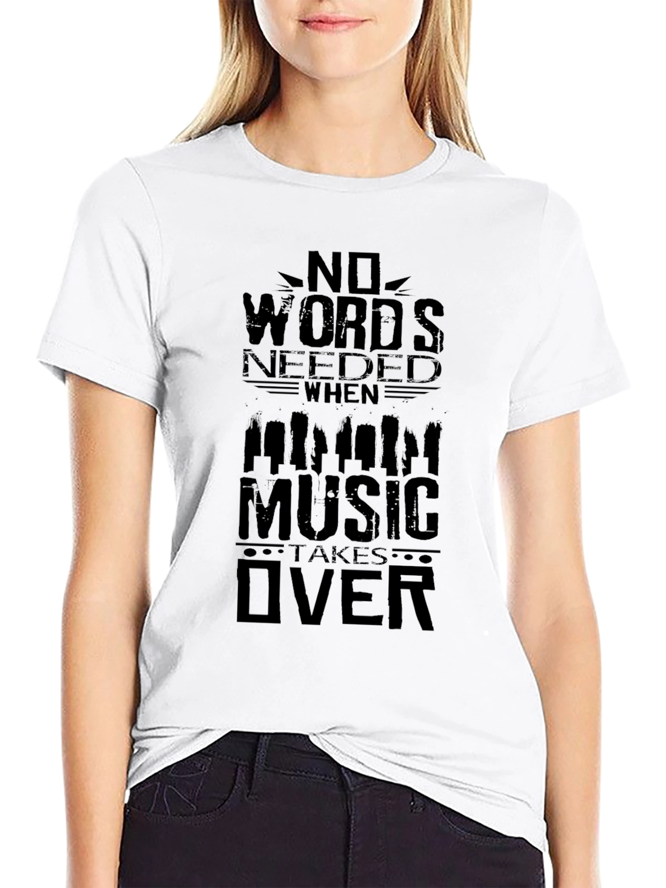 Music Takes Over Graphic Tee - Black