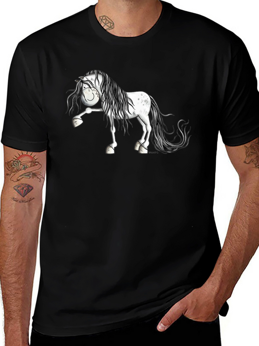 Horse Cartoon Black T-Shirt