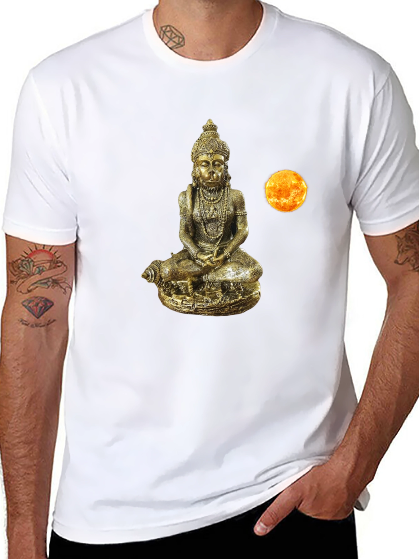 Hanuman Gold Statue Graphic Tee