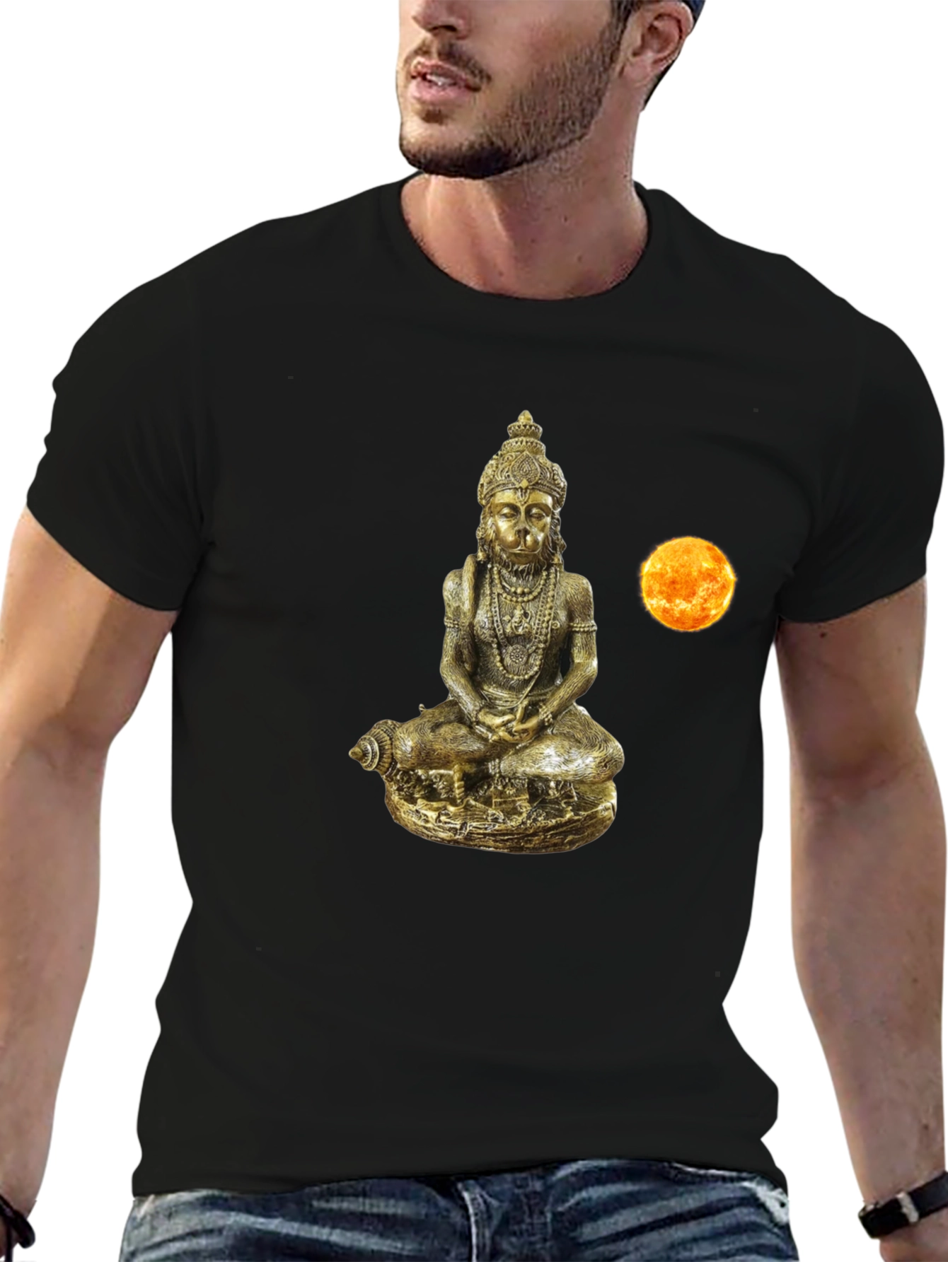 Hanuman Gold Statue Graphic Tee