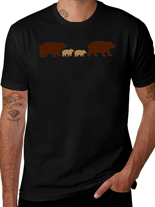 Bear Family Graphic Tee - Black Casual Shirt