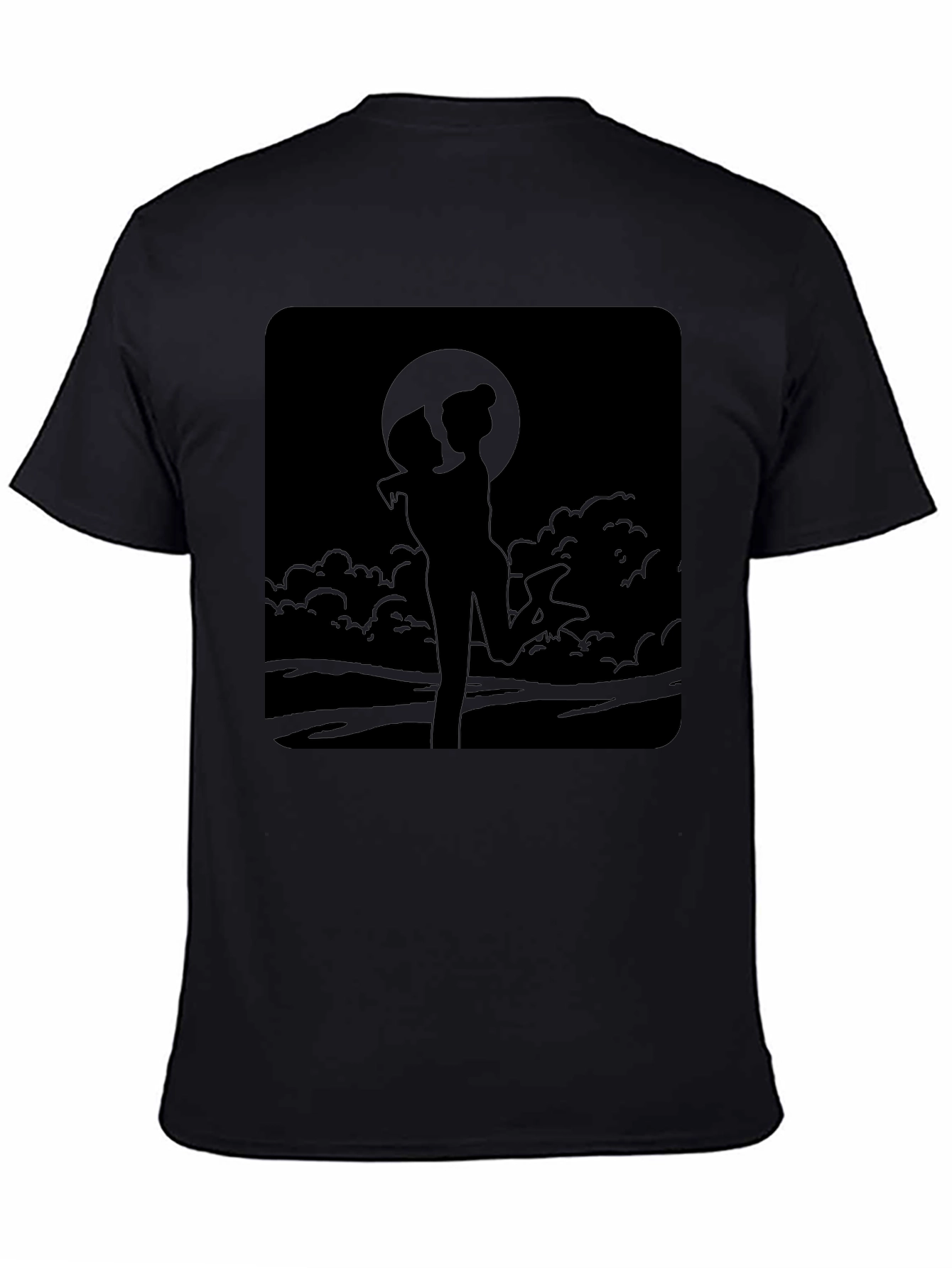 Romantic Silhouette Graphic T-Shirt - Black