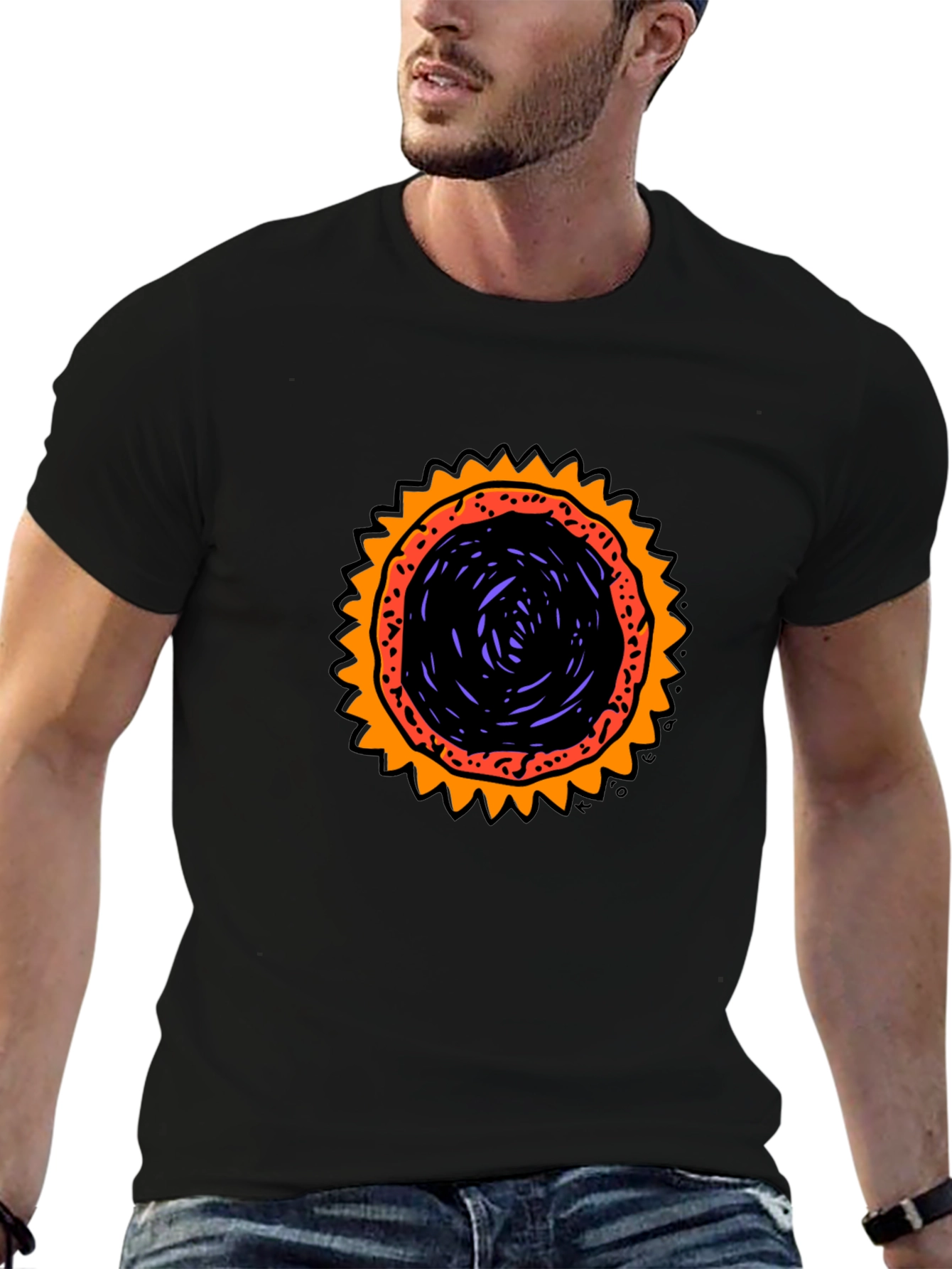 Graphic Sunburst T-Shirt - Black