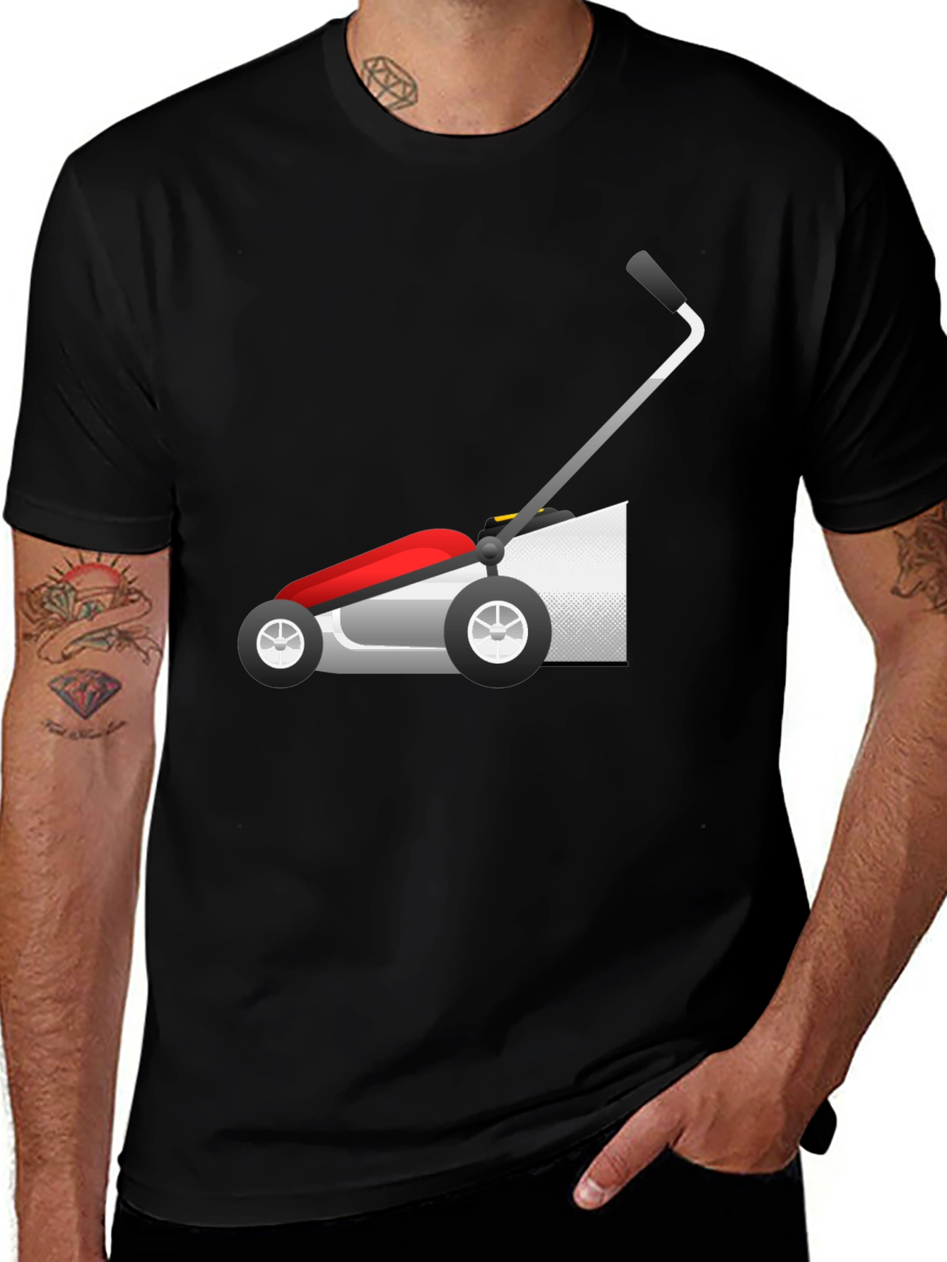Lawn Mower Graphic Tee - Black Cotton Blend