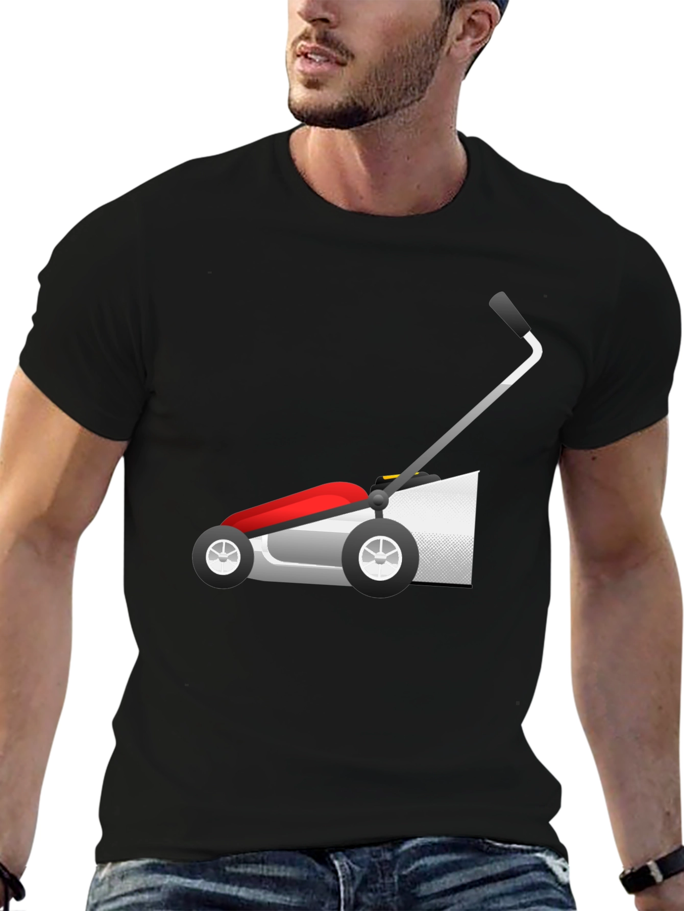Lawn Mower Graphic Tee - Black Cotton Blend