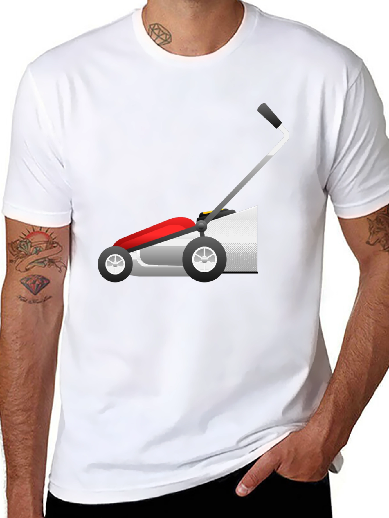Lawn Mower Graphic Tee - Black Cotton Blend