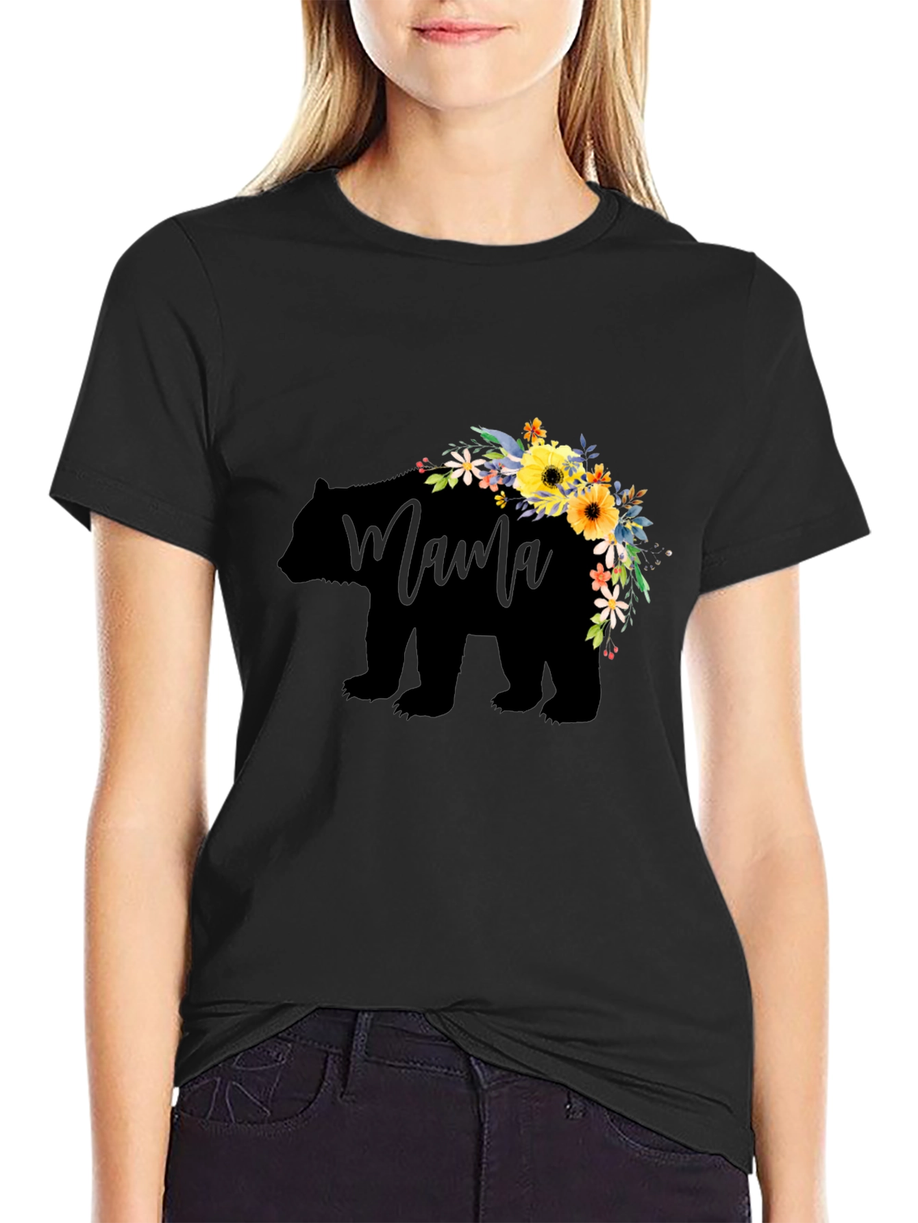 Mama Bear Floral Graphic T-Shirt