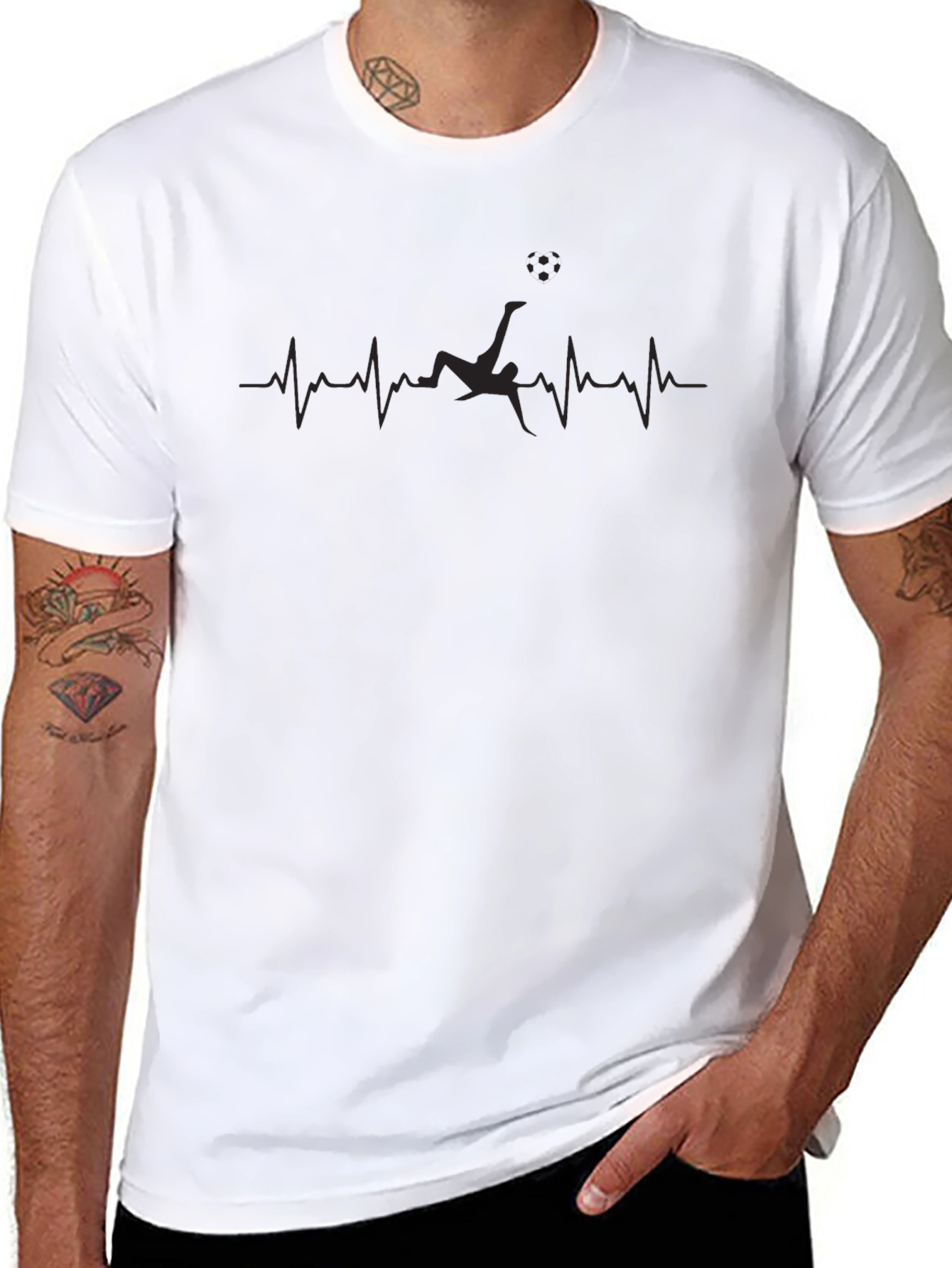Soccer Heartbeat Graphic Black T-Shirt