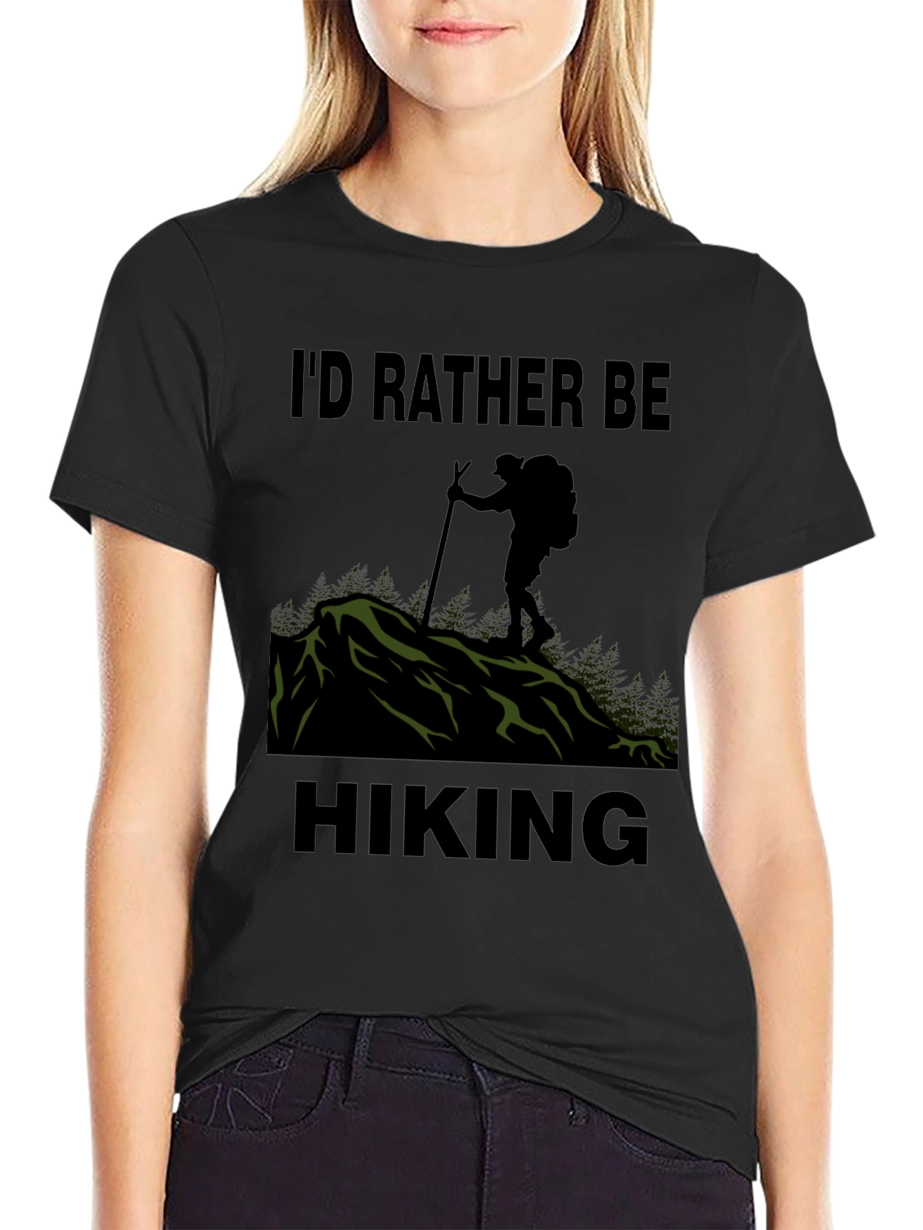 Id Rather Be Hiking T-Shirt - Black