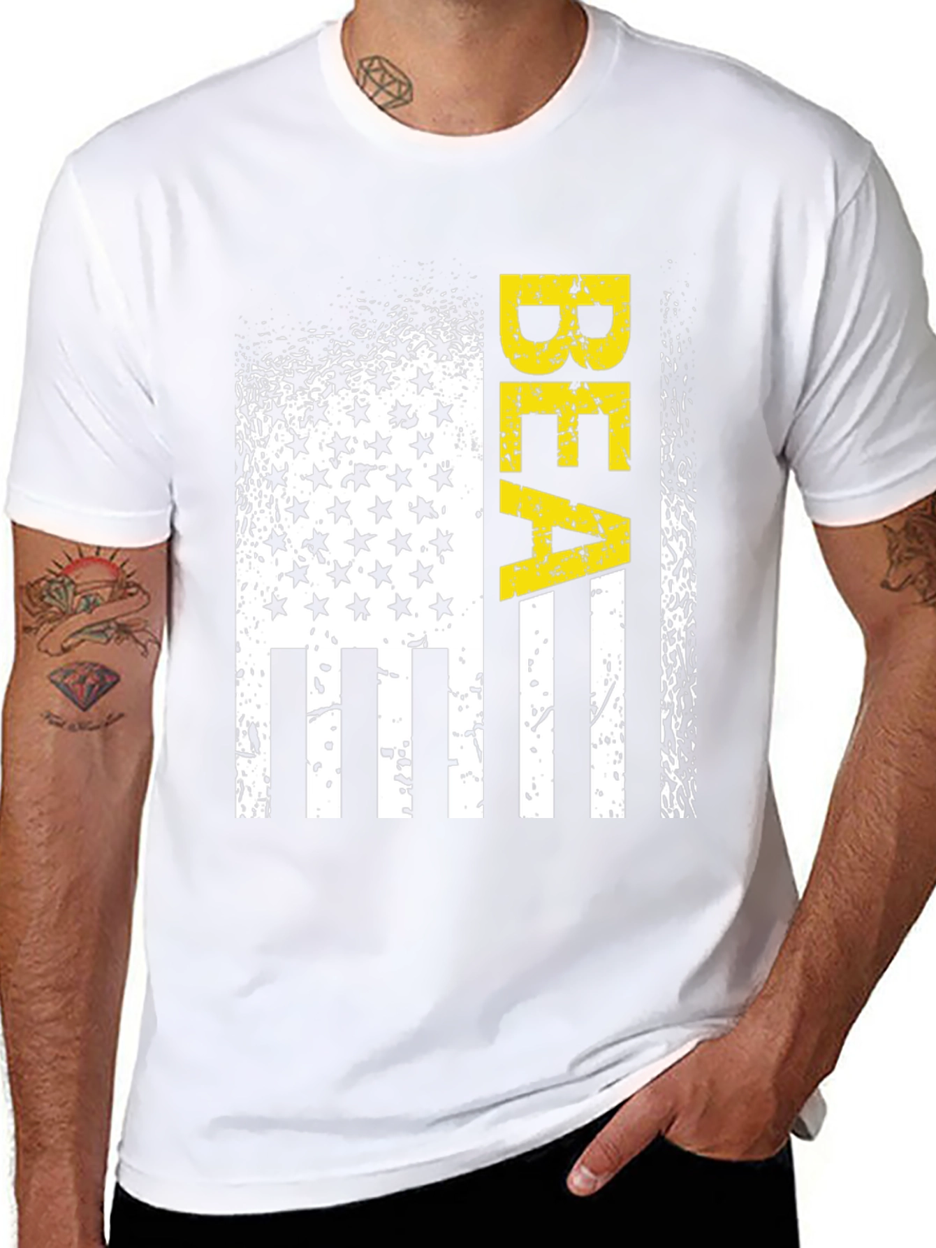 Distressed American Flag BEA Graphic T-Shirt