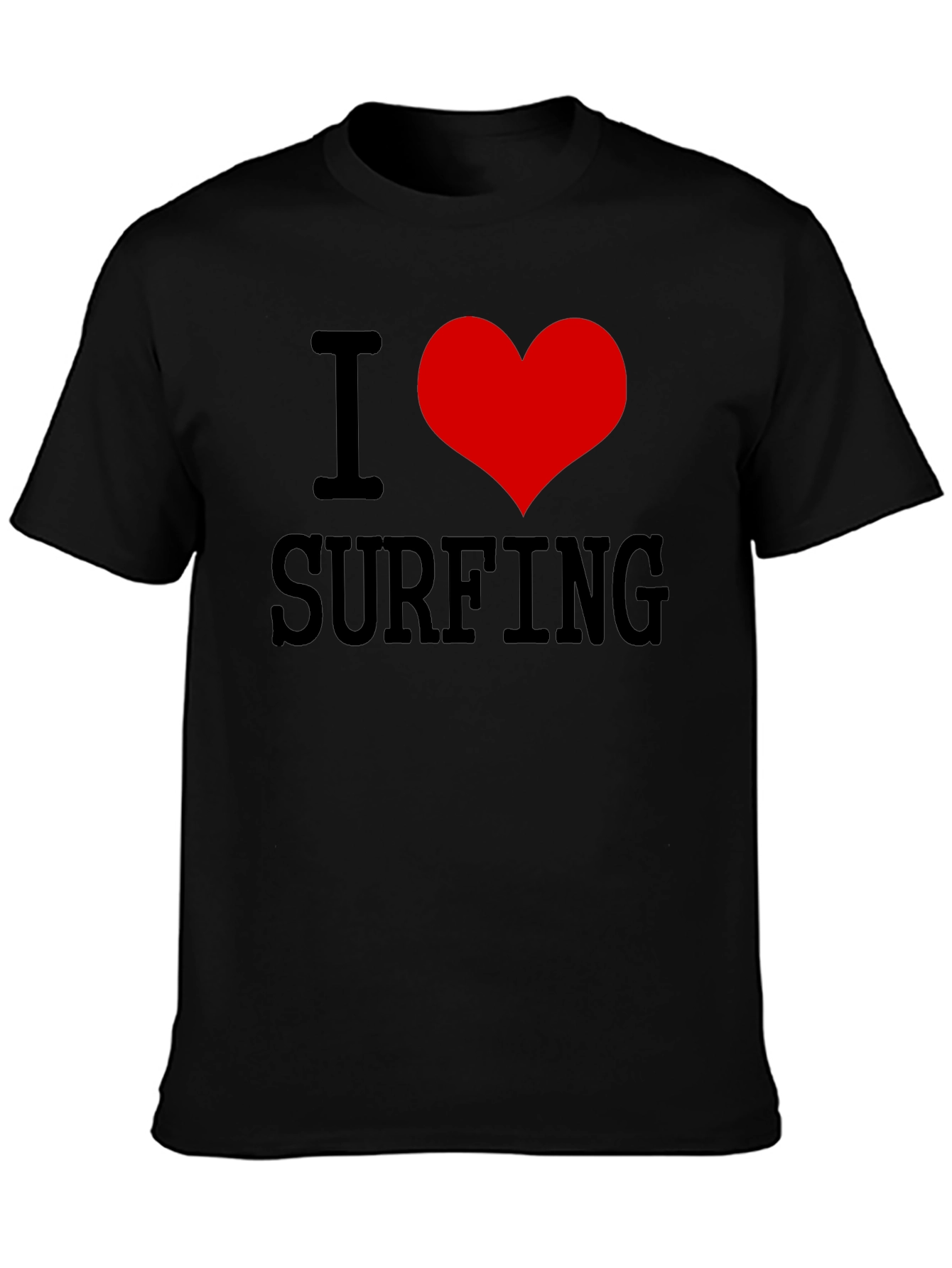 I Love Surfing Black Graphic Tee