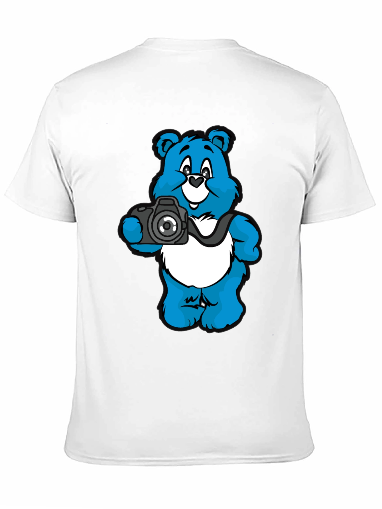 Bear with Camera Graphic Black T-Shirt