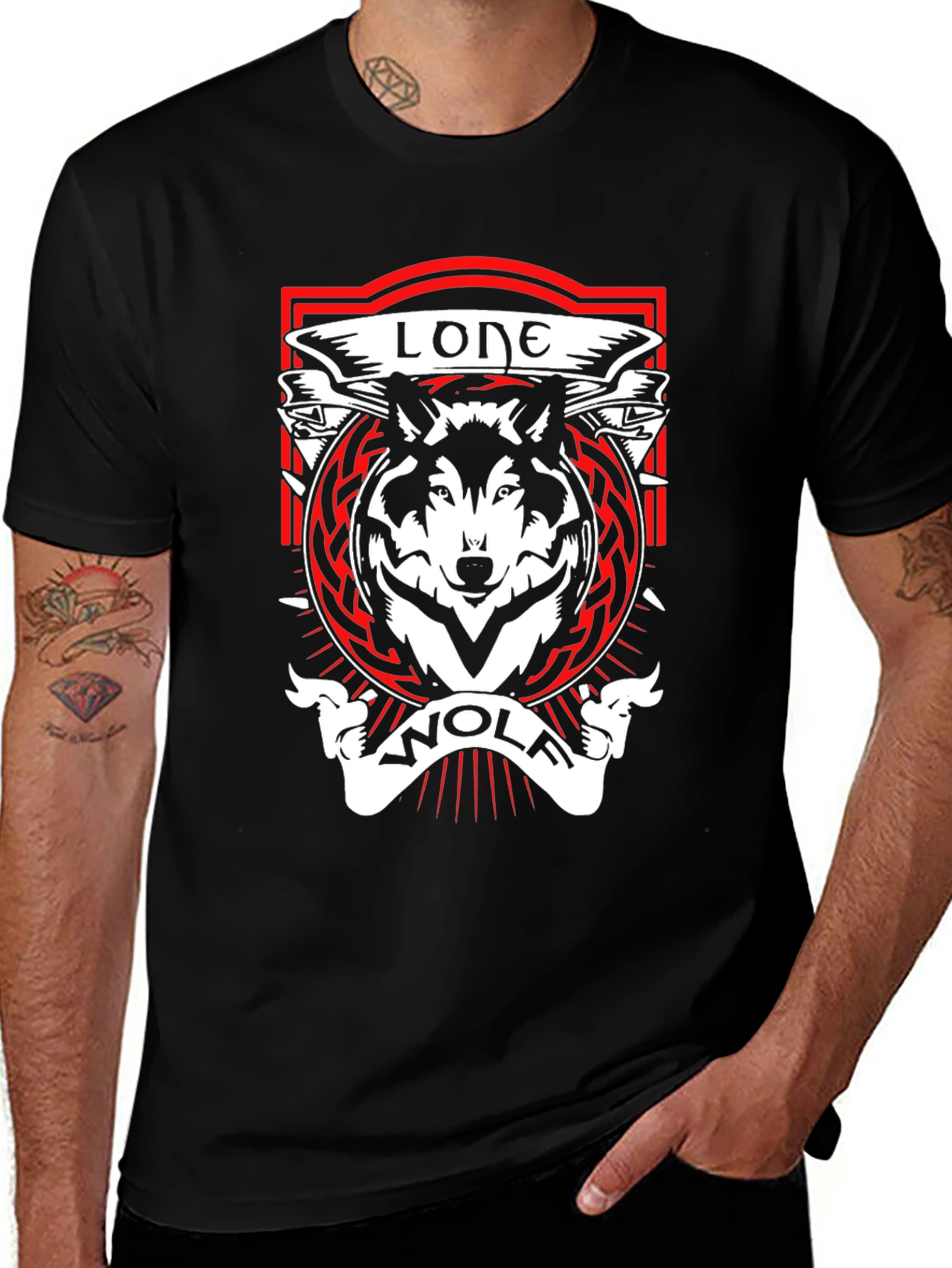 Lone Wolf Graphic Tee - Black Cotton T-Shirt
