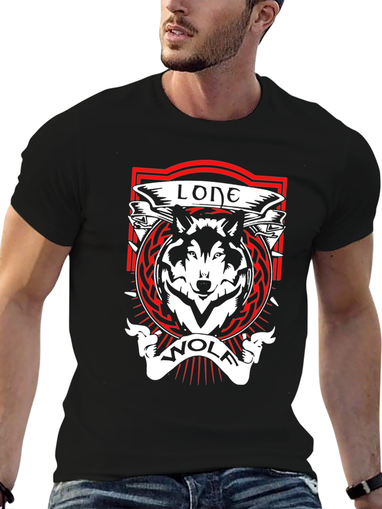 Lone Wolf Graphic Tee - Black Cotton T-Shirt
