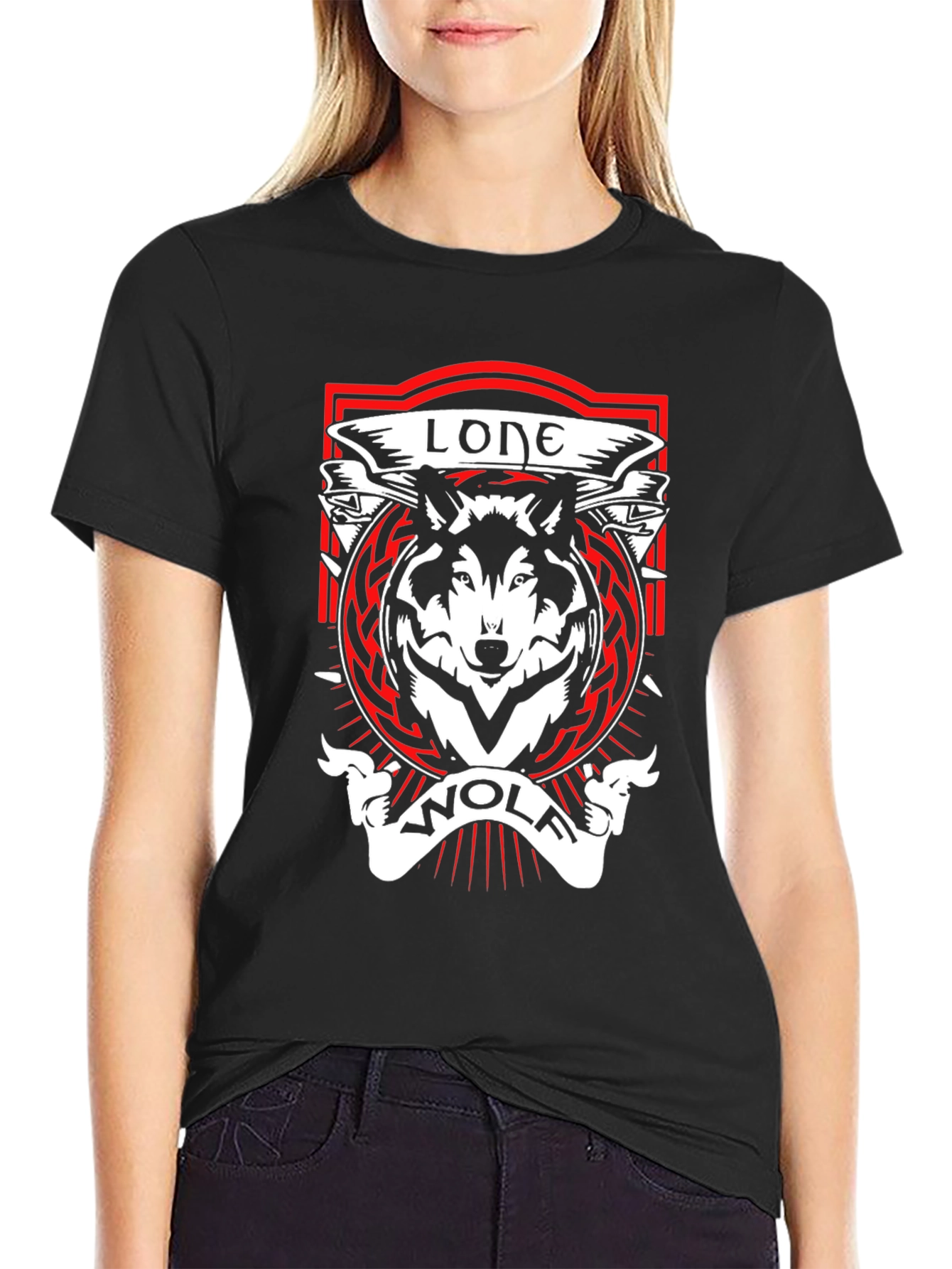 Lone Wolf Graphic Tee - Black Cotton T-Shirt