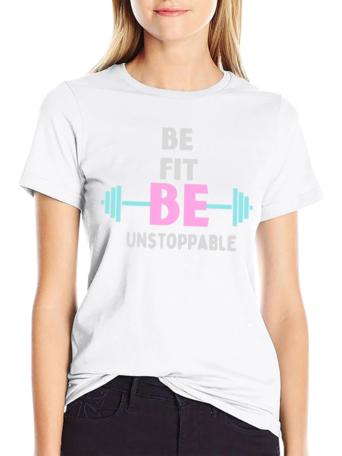 Be Fit Be Unstoppable Black Graphic T-Shirt
