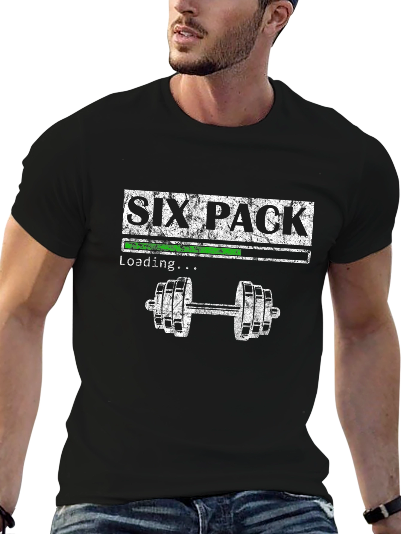 Six Pack Loading Black T-Shirt