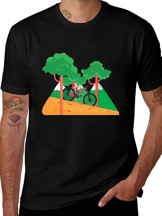 Mountain Bike Graphic T-Shirt - Nature Adventure Tee