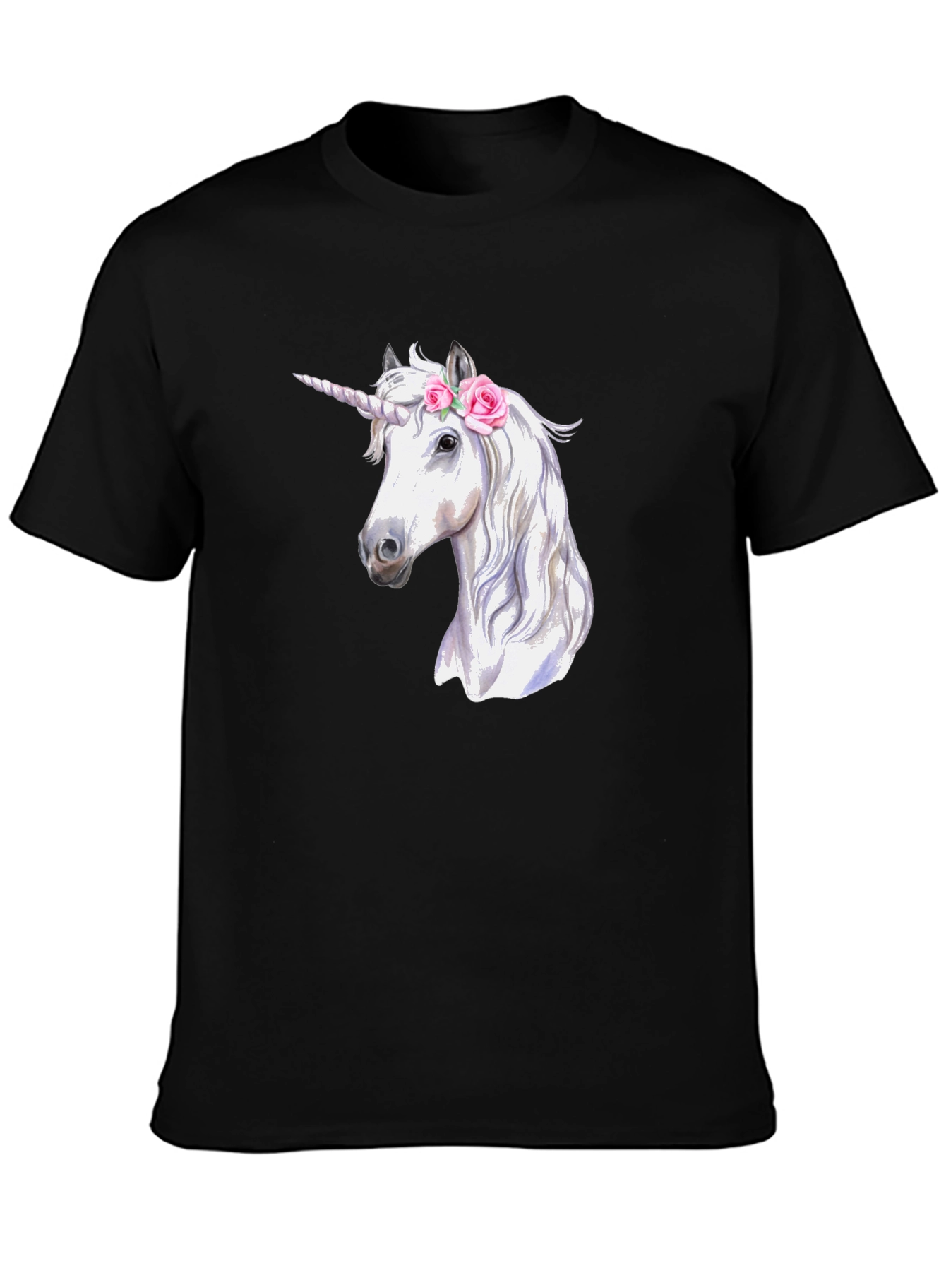 Unicorn Graphic Print Black T-Shirt