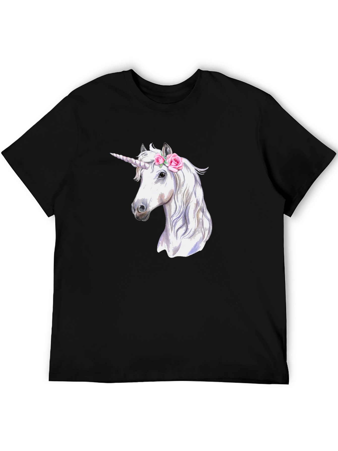 Unicorn Graphic Print Black T-Shirt