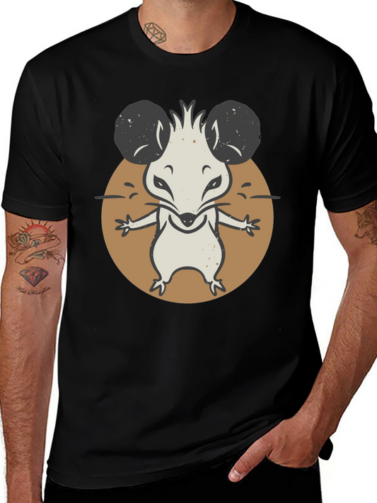 Cartoon Mouse Graphic Tee - Black Unisex T-Shirt