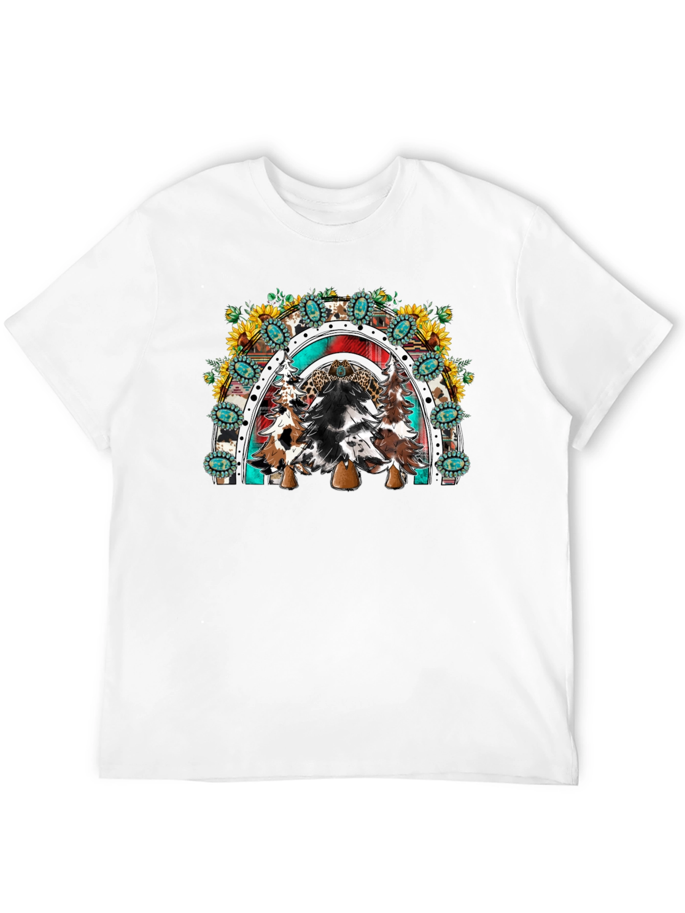 Western Christmas Trees Rainbow T-Shirt