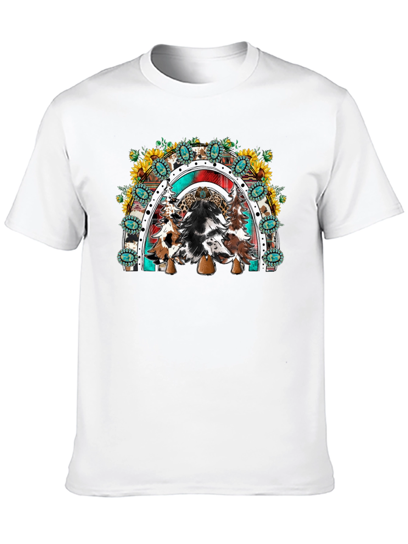 Western Christmas Trees Rainbow T-Shirt