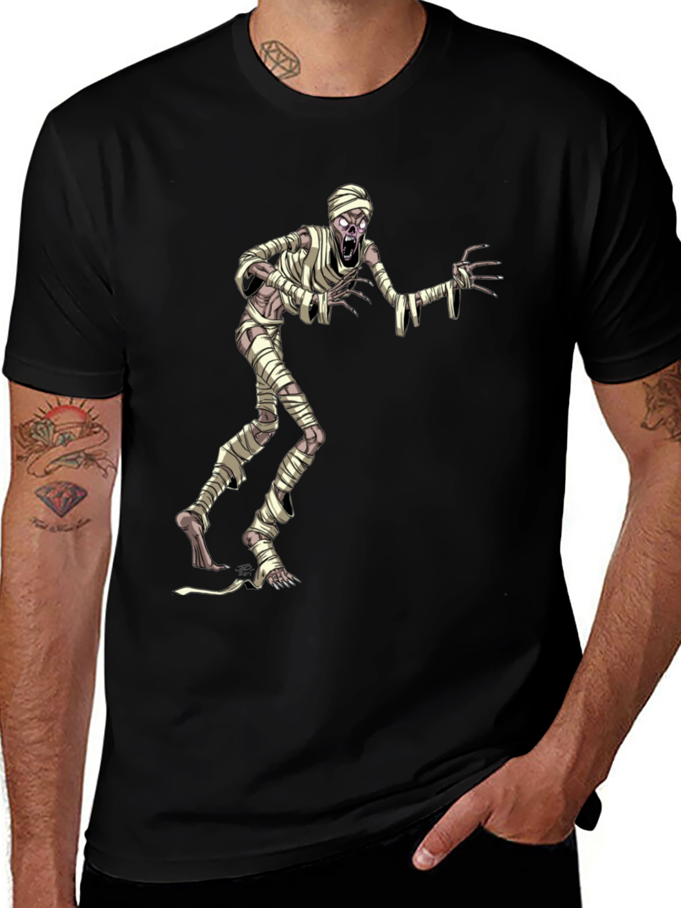 Mummy Graphic T-Shirt - Black Halloween Tee