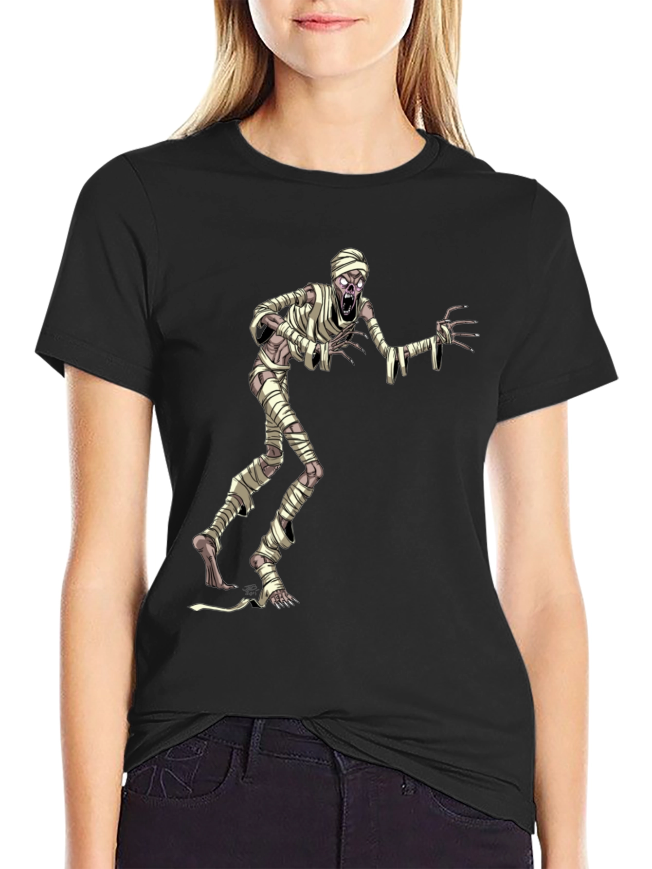 Mummy Graphic T-Shirt - Black Halloween Tee