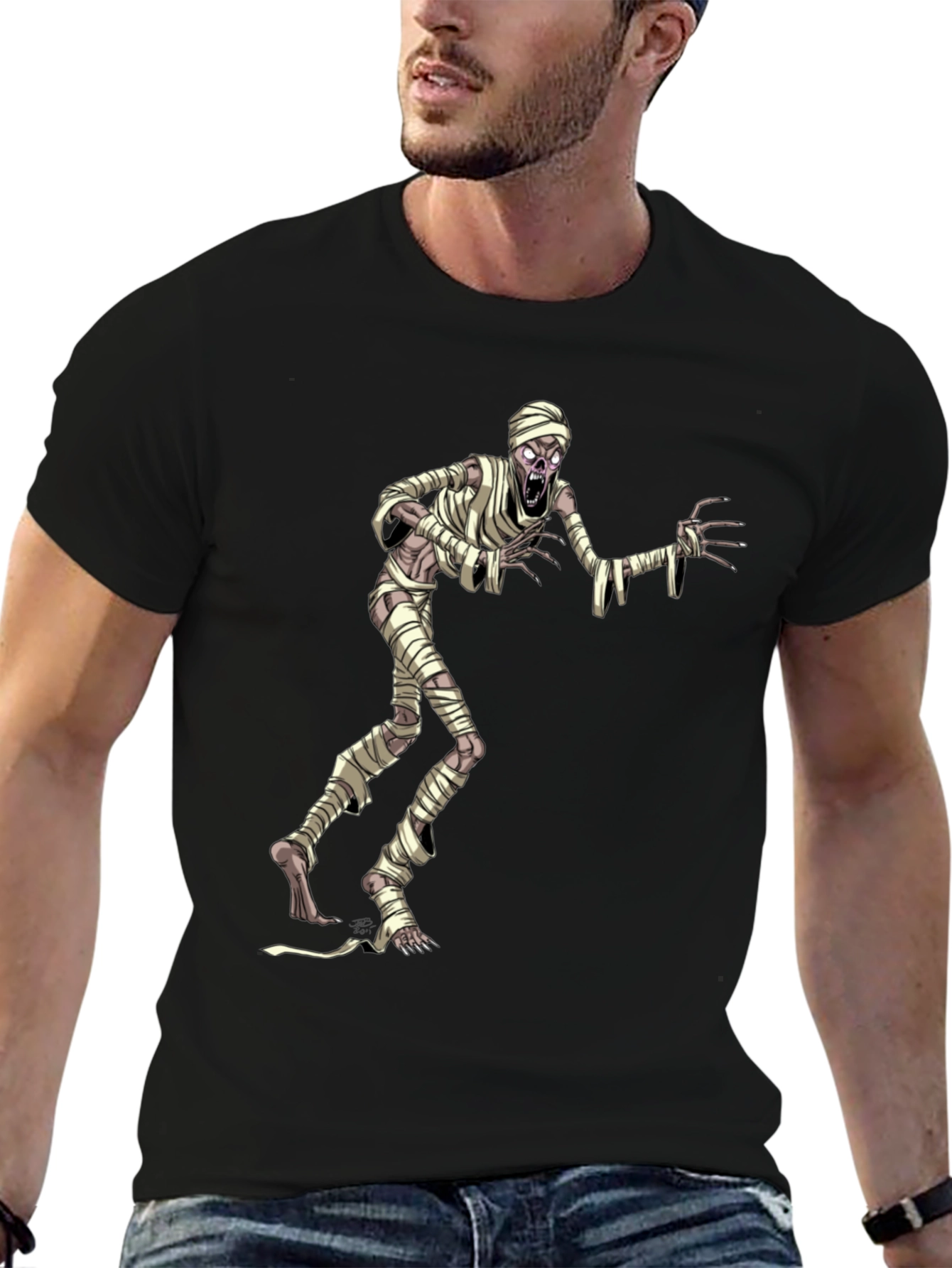 Mummy Graphic T-Shirt - Black Halloween Tee