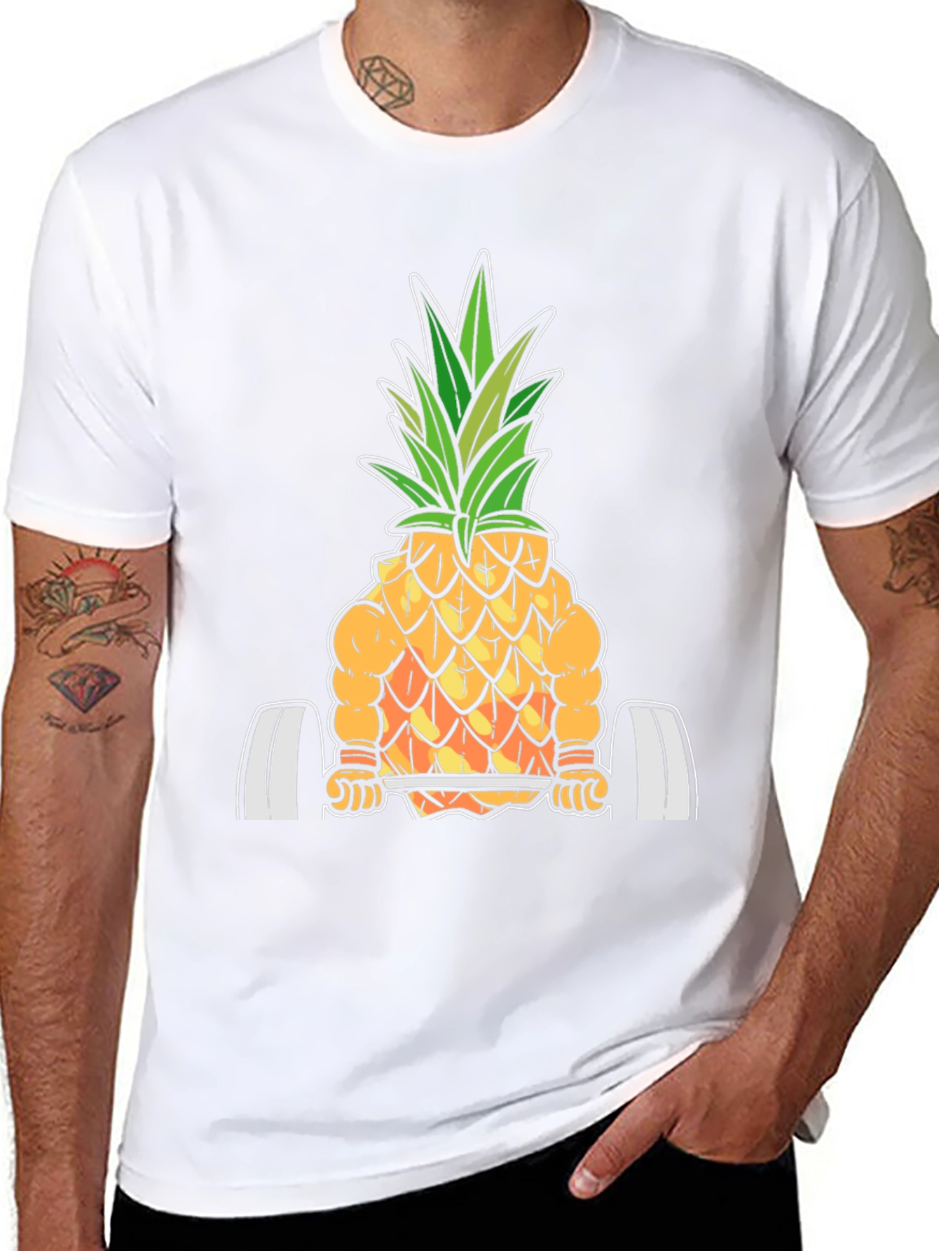 Funny Pineapple Bodybuilder Graphic T-Shirt