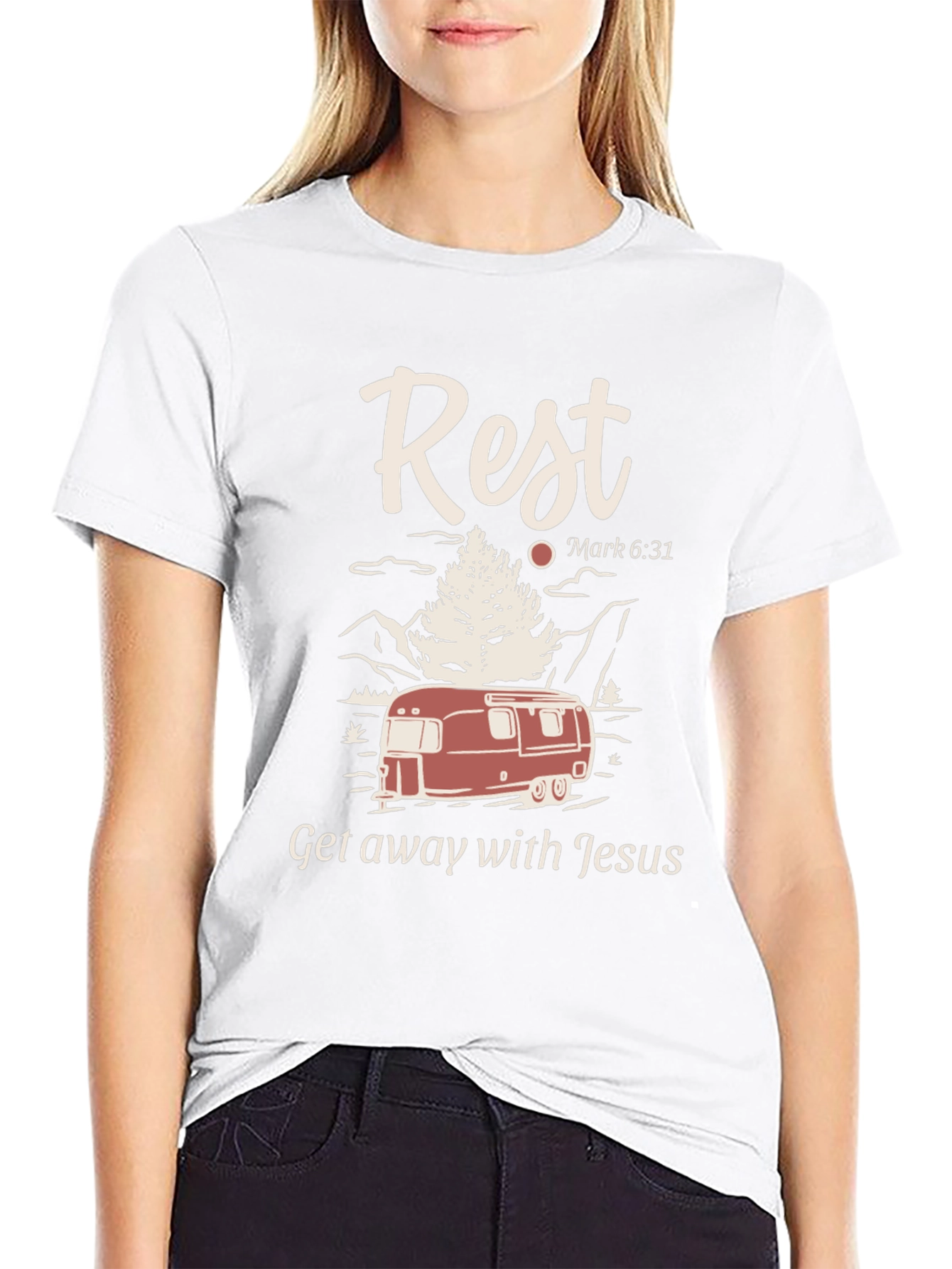 Rest Getaway T-Shirt: Camping with Jesus Tee