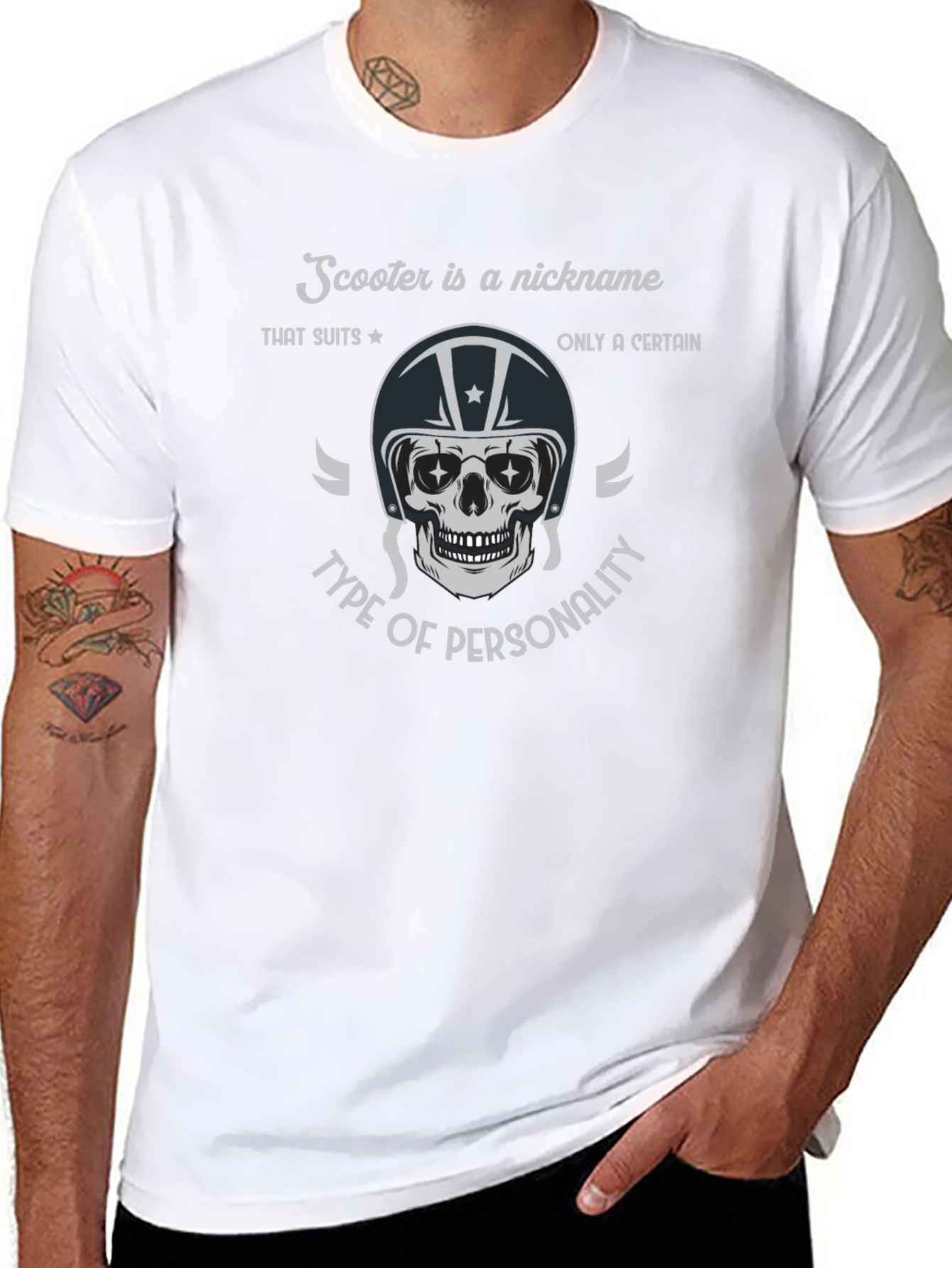 Scooter Nickname Skull Graphic T-Shirt