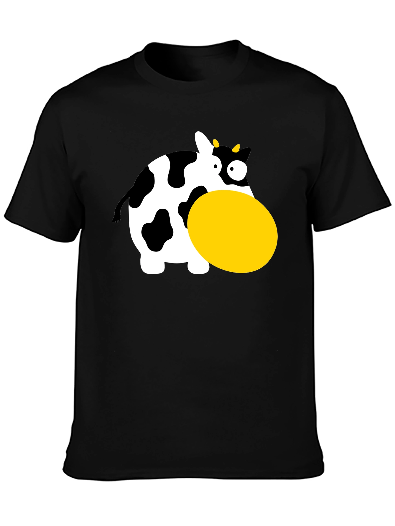 Funny Cartoon Cow Graphic T-Shirt - Black
