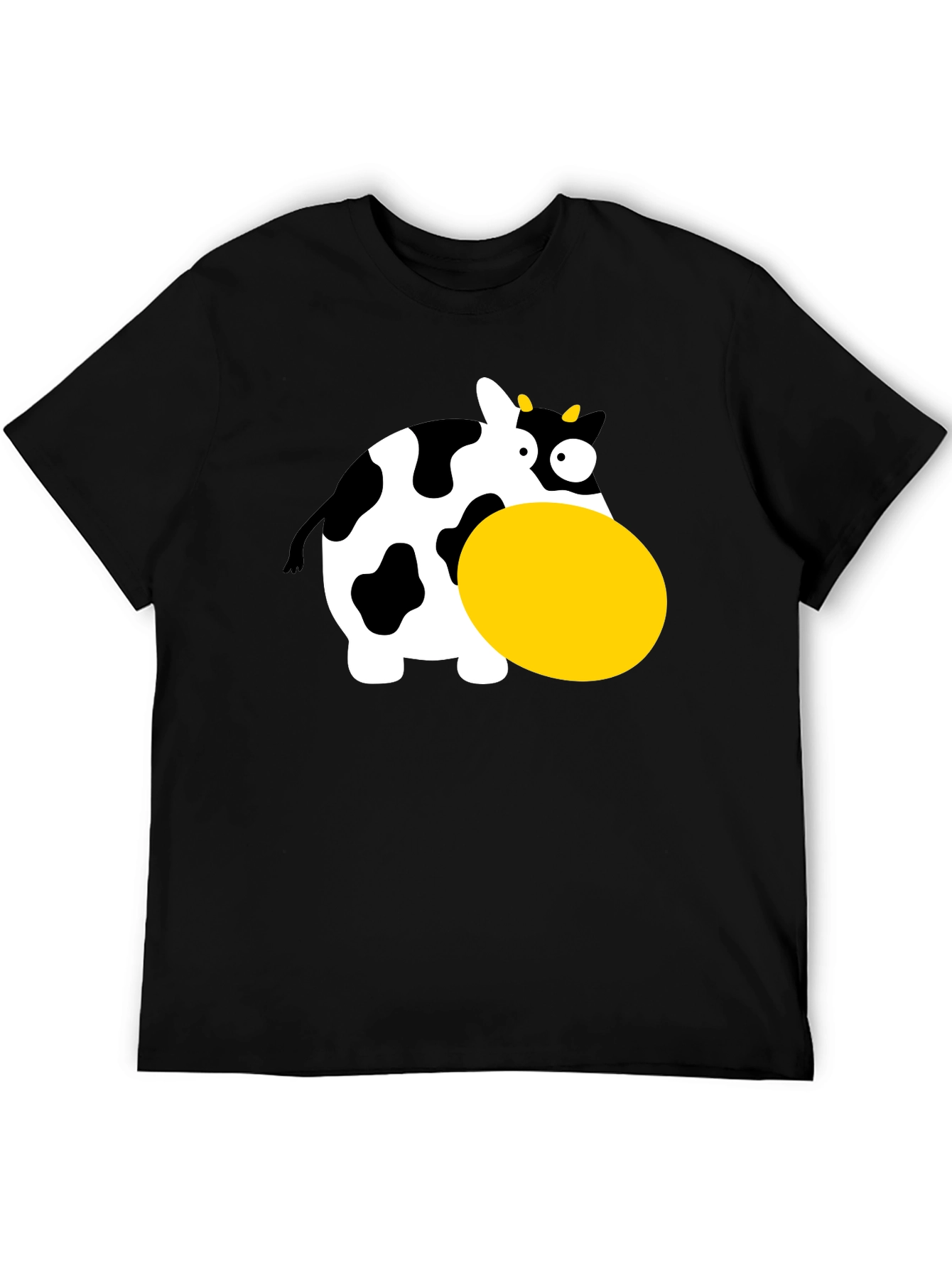 Funny Cartoon Cow Graphic T-Shirt - Black