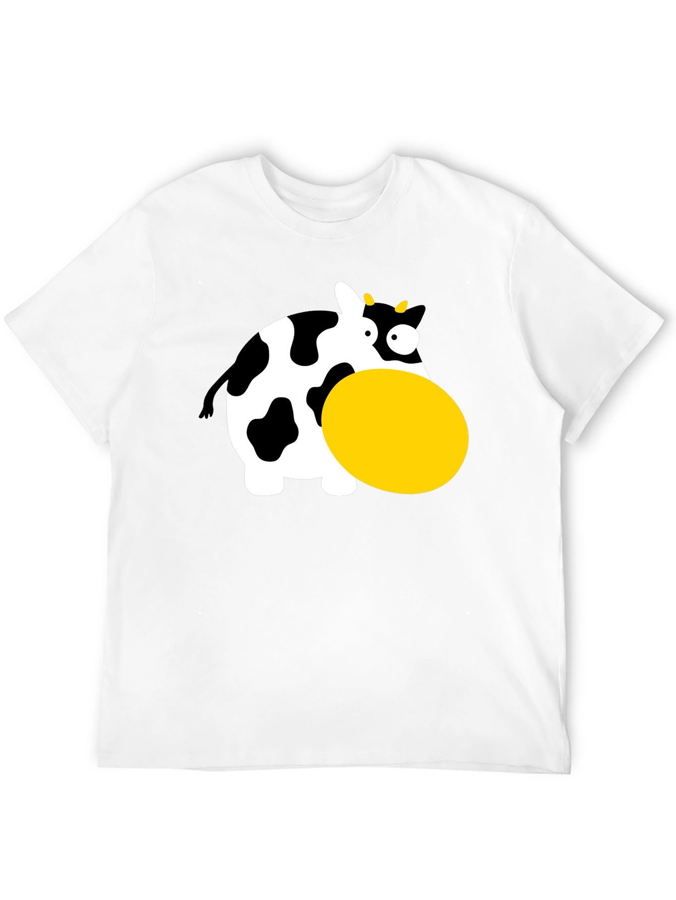 Funny Cartoon Cow Graphic T-Shirt - Black